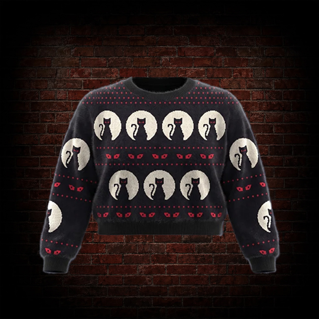 Cat Moon Eyes Cropped Sweater