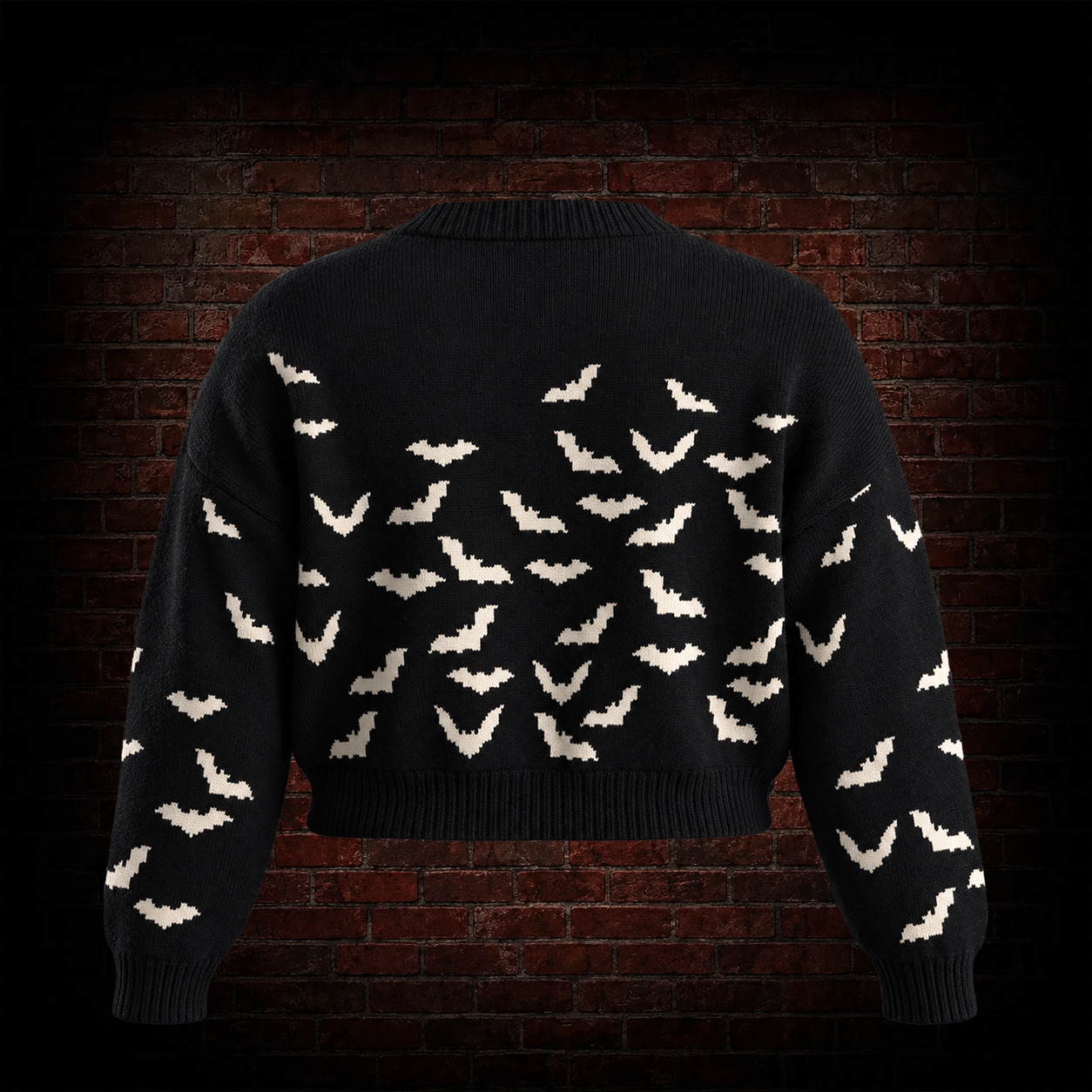 Bat Silhouette Cropped Sweater