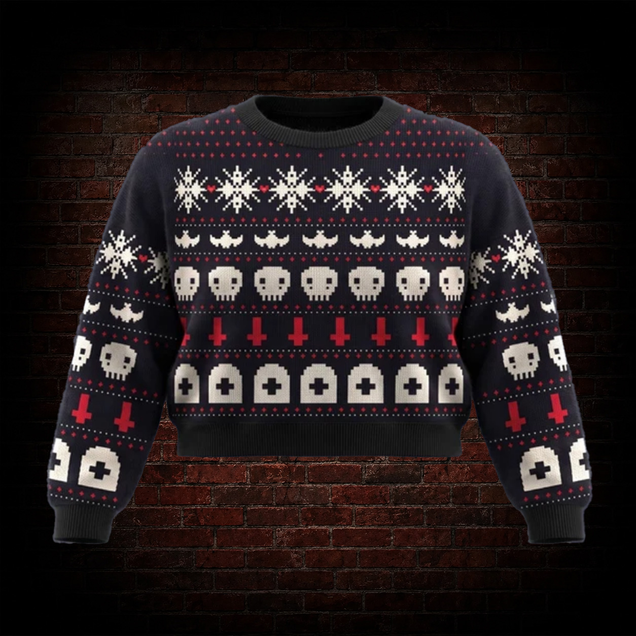 Skull Cross Gravestone Cropped Sweater