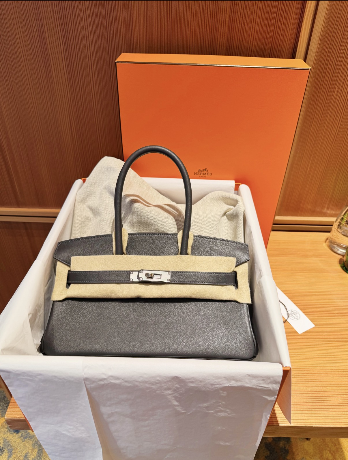 Shoulder Birkin 29 Etain custom