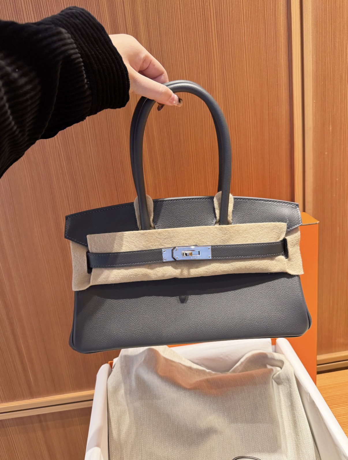 Shoulder Birkin 29 Etain custom