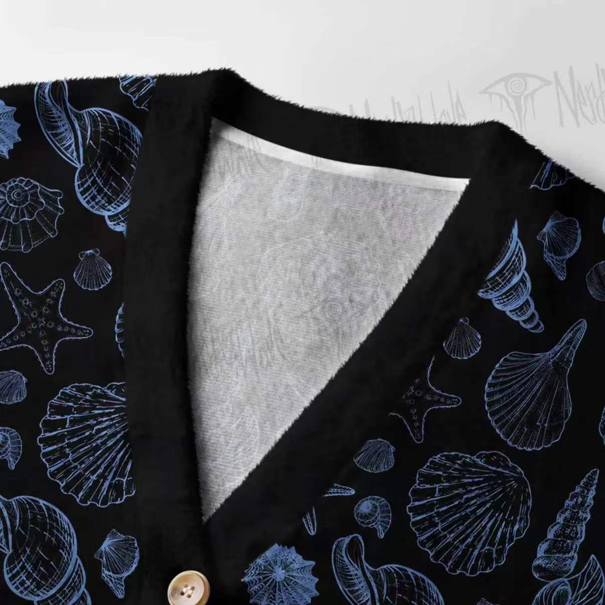 Blue Seashell Women's Cardigan Sweater