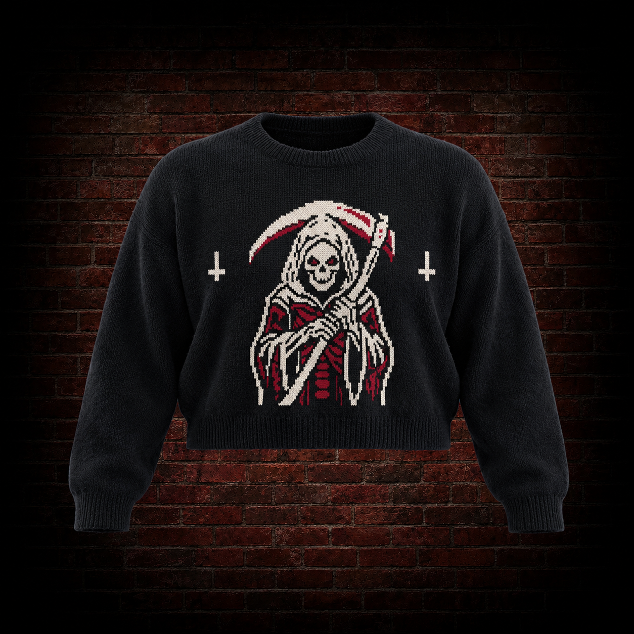 Grim Reaper Scythe Cropped Sweater