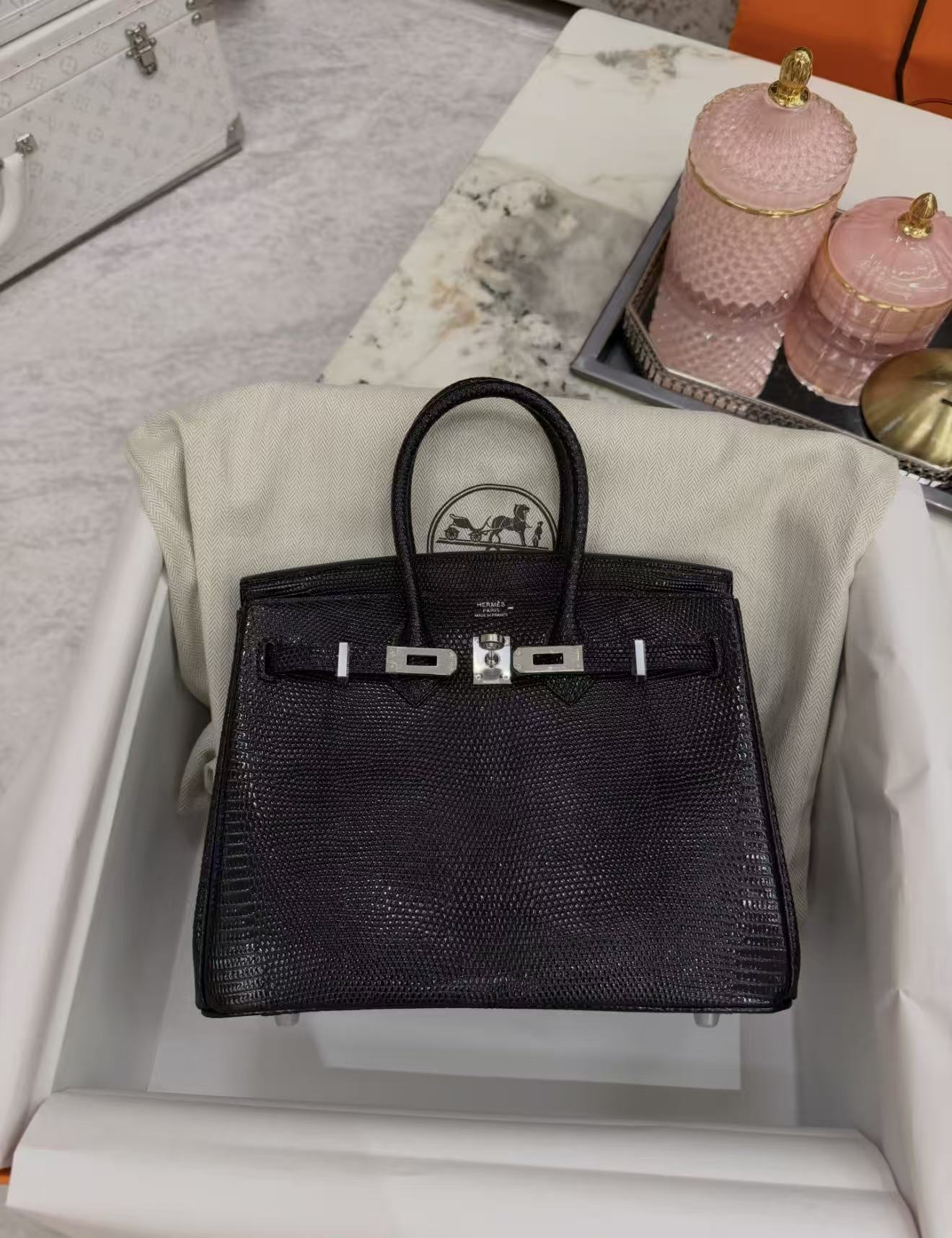 Birkin 25 Custom Lizard Skin with Silver Buckle