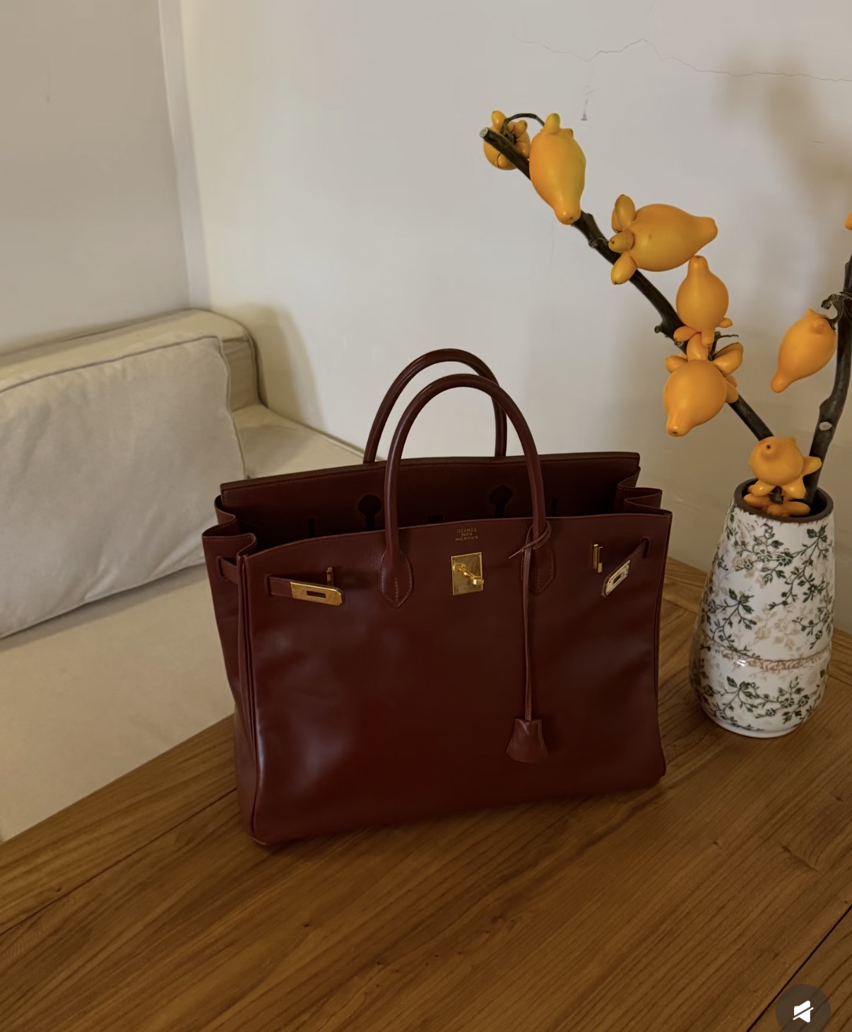 Birkin 40-50 Bordeaux Red BOX Leather Gold Buckle Custom - MOVEMENTARTISAN