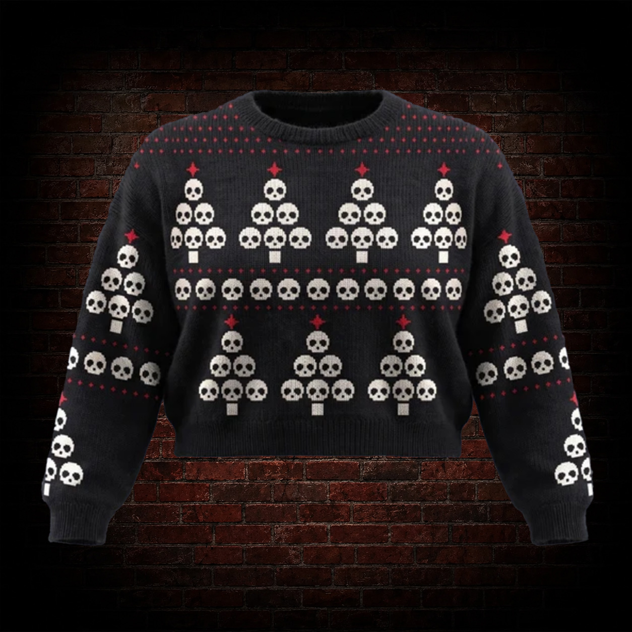 Skeleton Christmas Tree Cropped Sweater