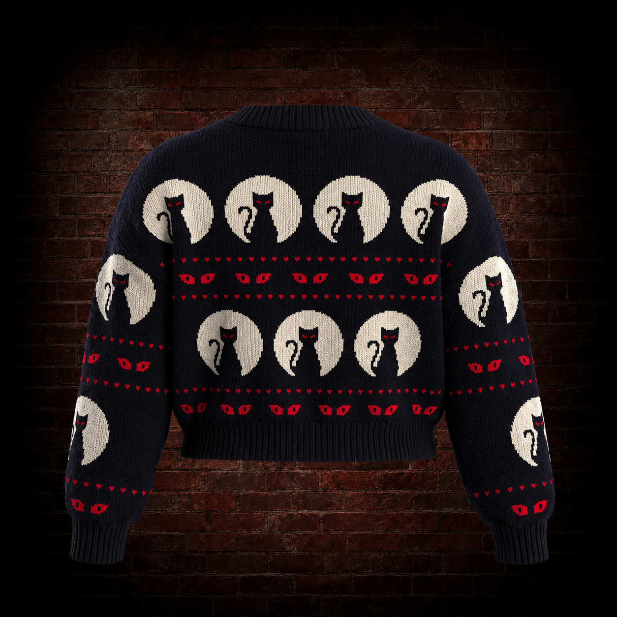 Cat Moon Eyes Cropped Sweater