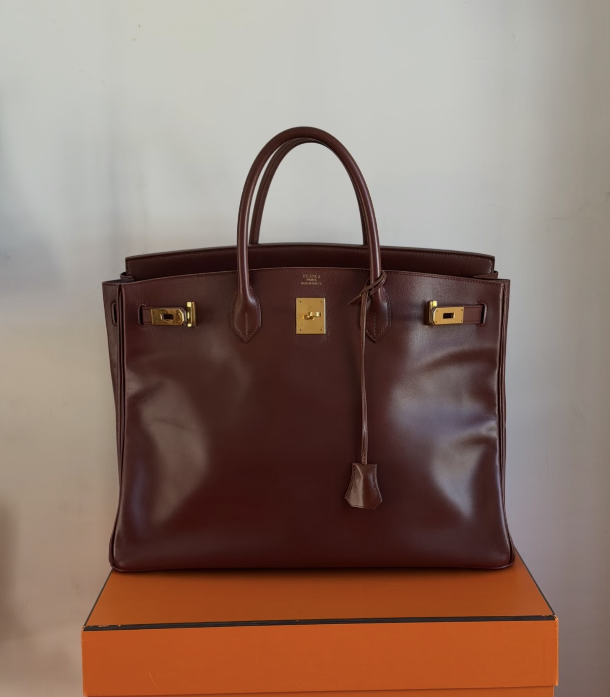 Birkin 40-50 Bordeaux Red BOX Leather Gold Buckle Custom - MOVEMENTARTISAN