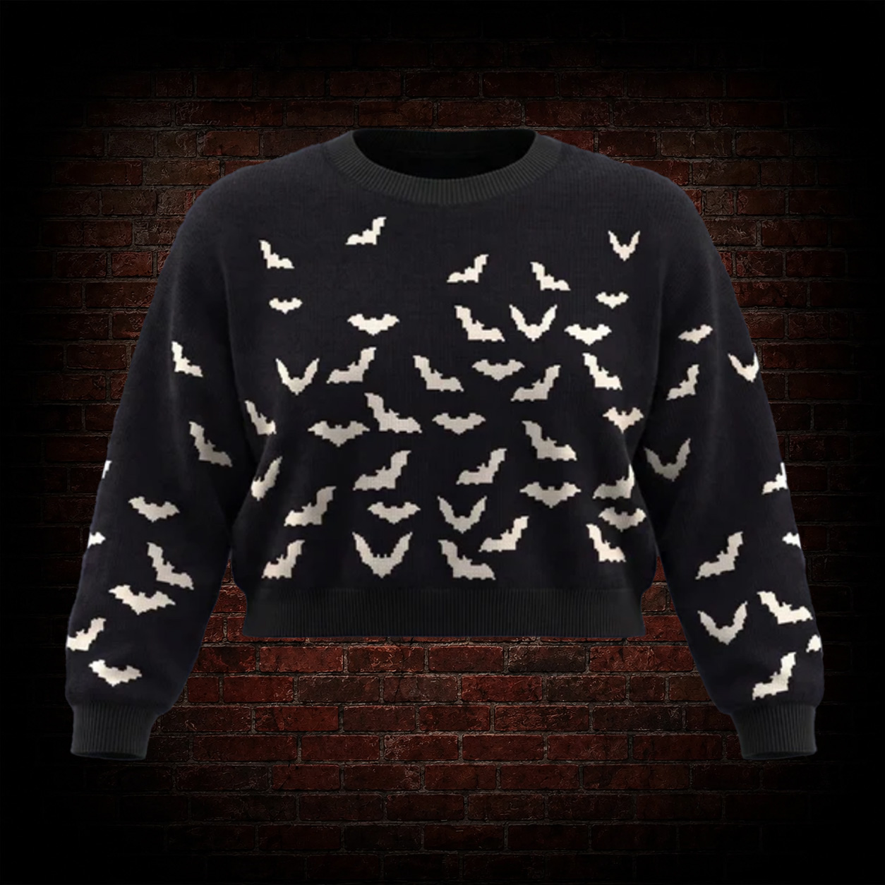 Bat Silhouette Cropped Sweater