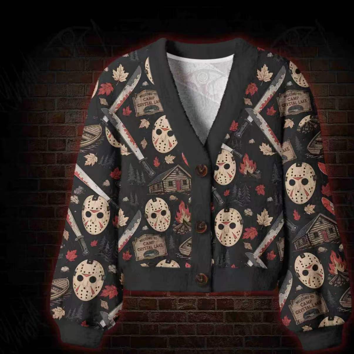 Crystal Lake Slasher Women's Cardigan Sweater
