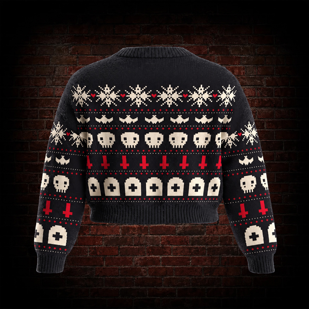 Skull Cross Gravestone Cropped Sweater