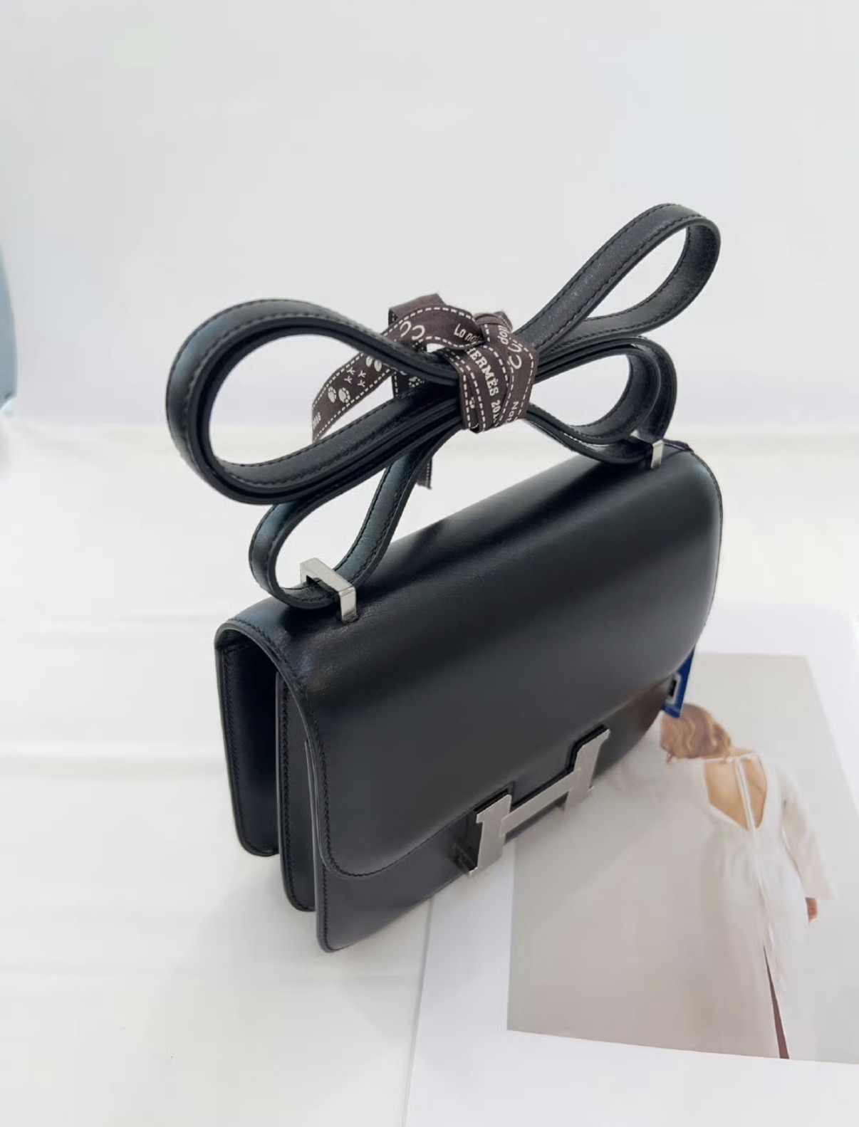 Constance Black Silver Buckle BOX Leather Custom