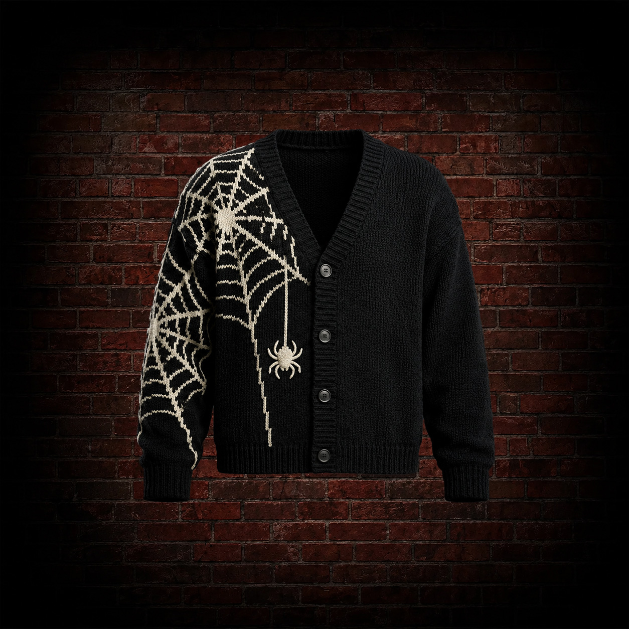 Black Spider Web Knit Cardigan