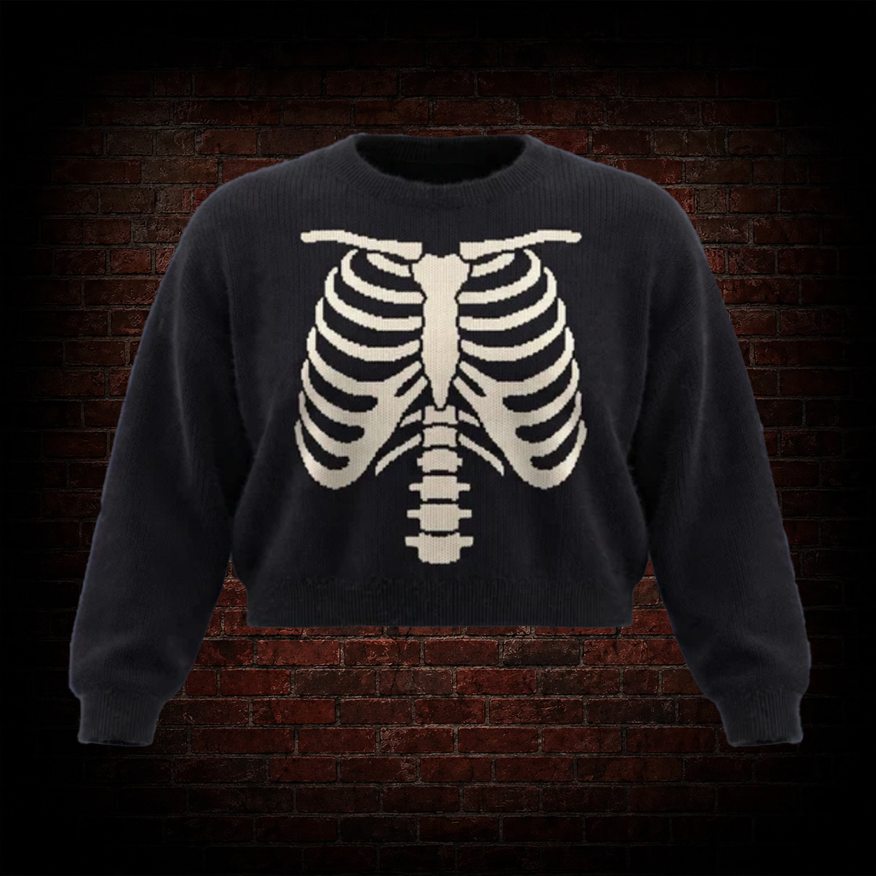 Skeleton Lung Cropped Sweater