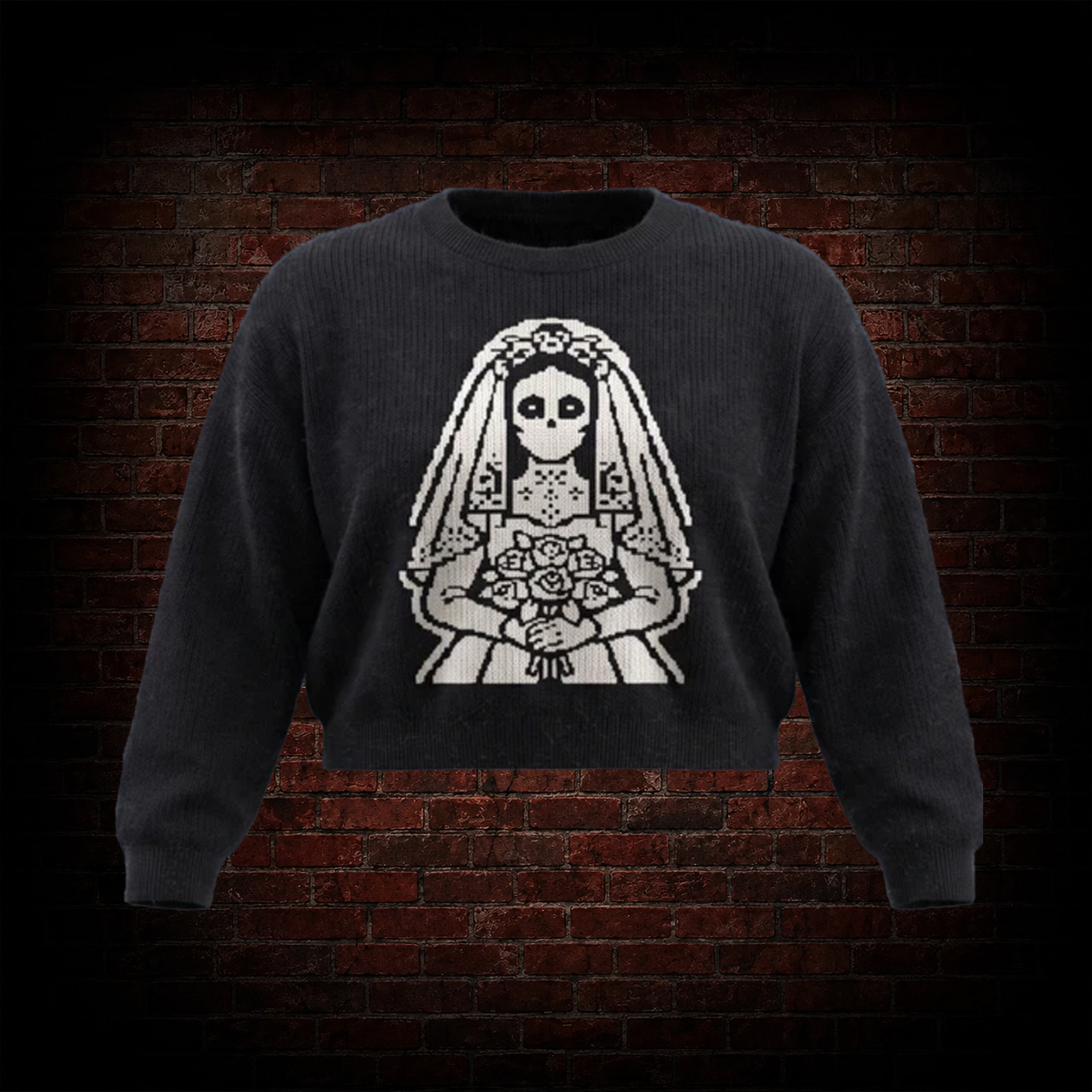 Skeleton Bride Cropped Sweater