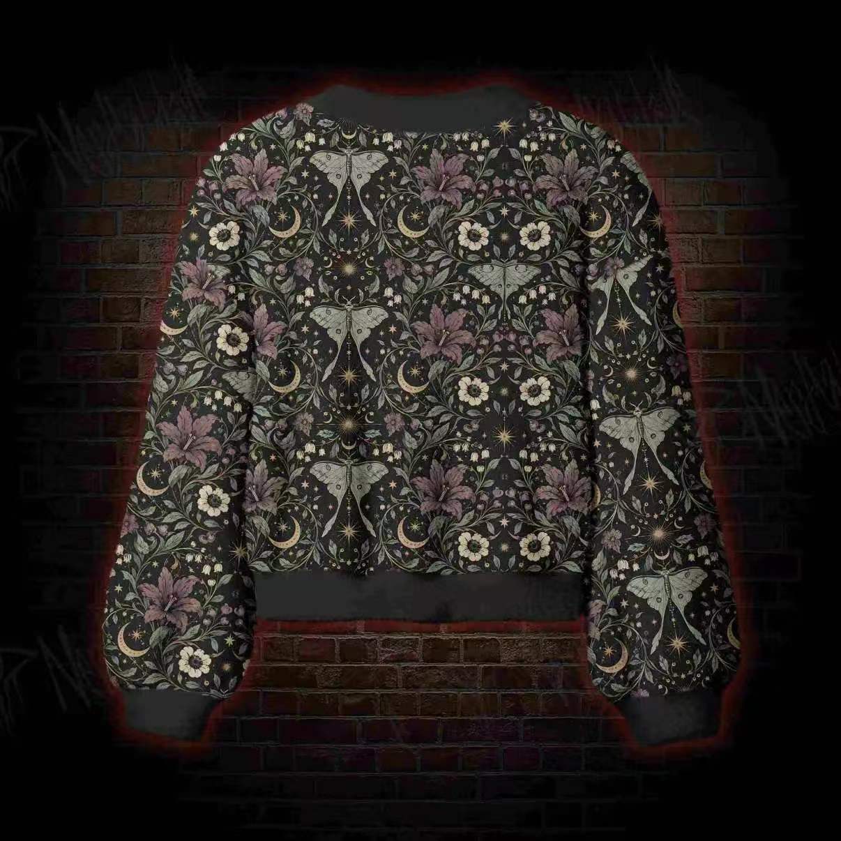 Luna Moth Garden Women's Cardigan Sweater