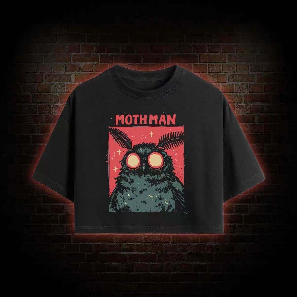 Cryptid Mothman Washed Cropped T-shirts