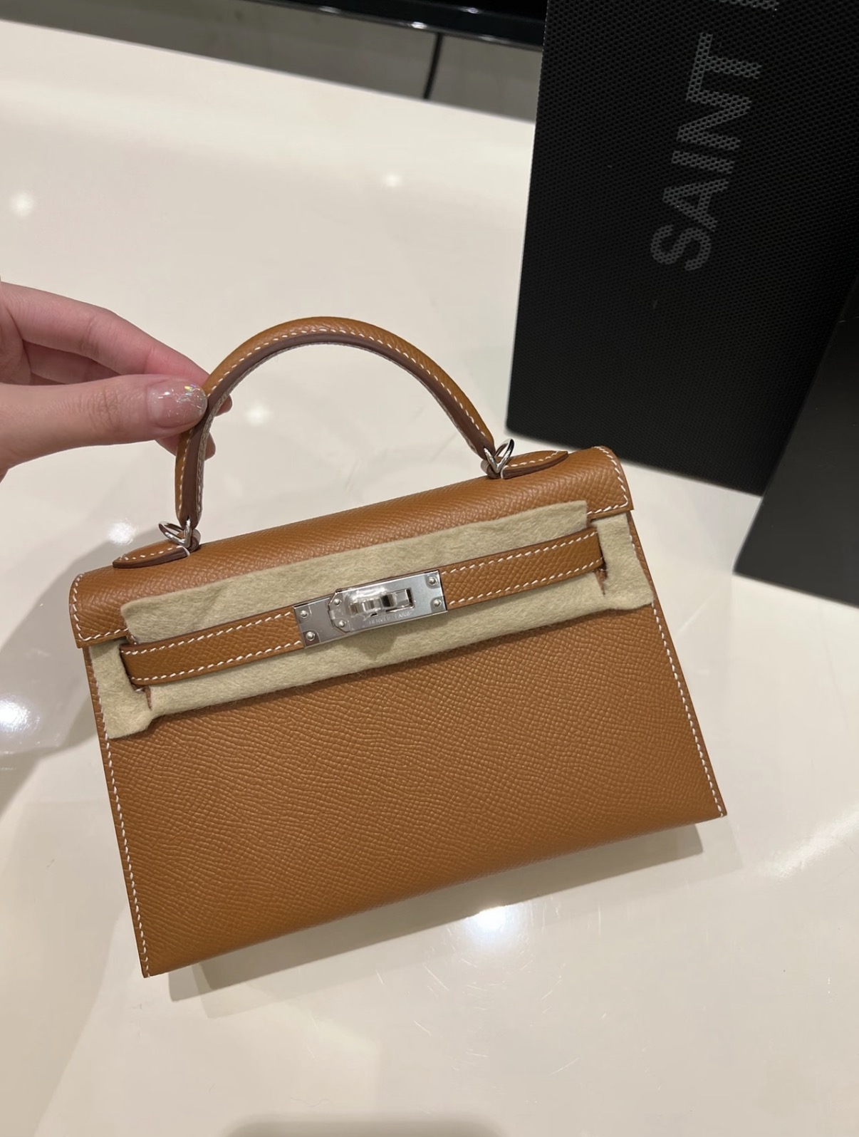 Kelly mini brown silver custom hardware