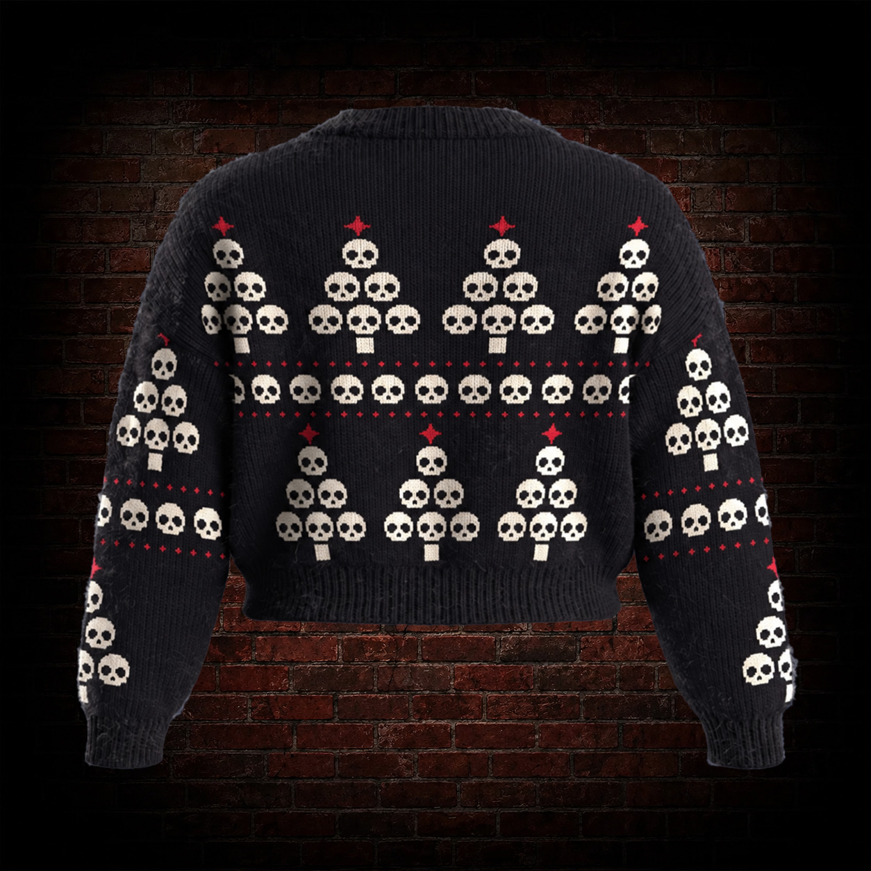 Skeleton Christmas Tree Cropped Sweater