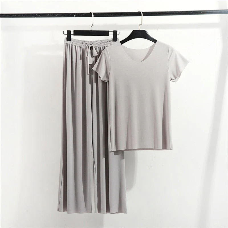 Female Home Clothes 2 Pieces Set Lady Home Suit Summer Women Lounge Wear Autumn Loose Homewear Suit for Women Pajamas Pants Set