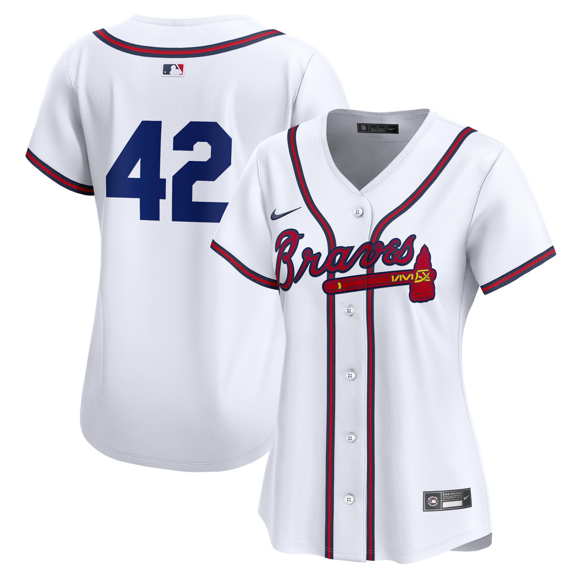 Atlanta Braves Women's 2024 Jackie Robinson Day Home Limited Jersey White