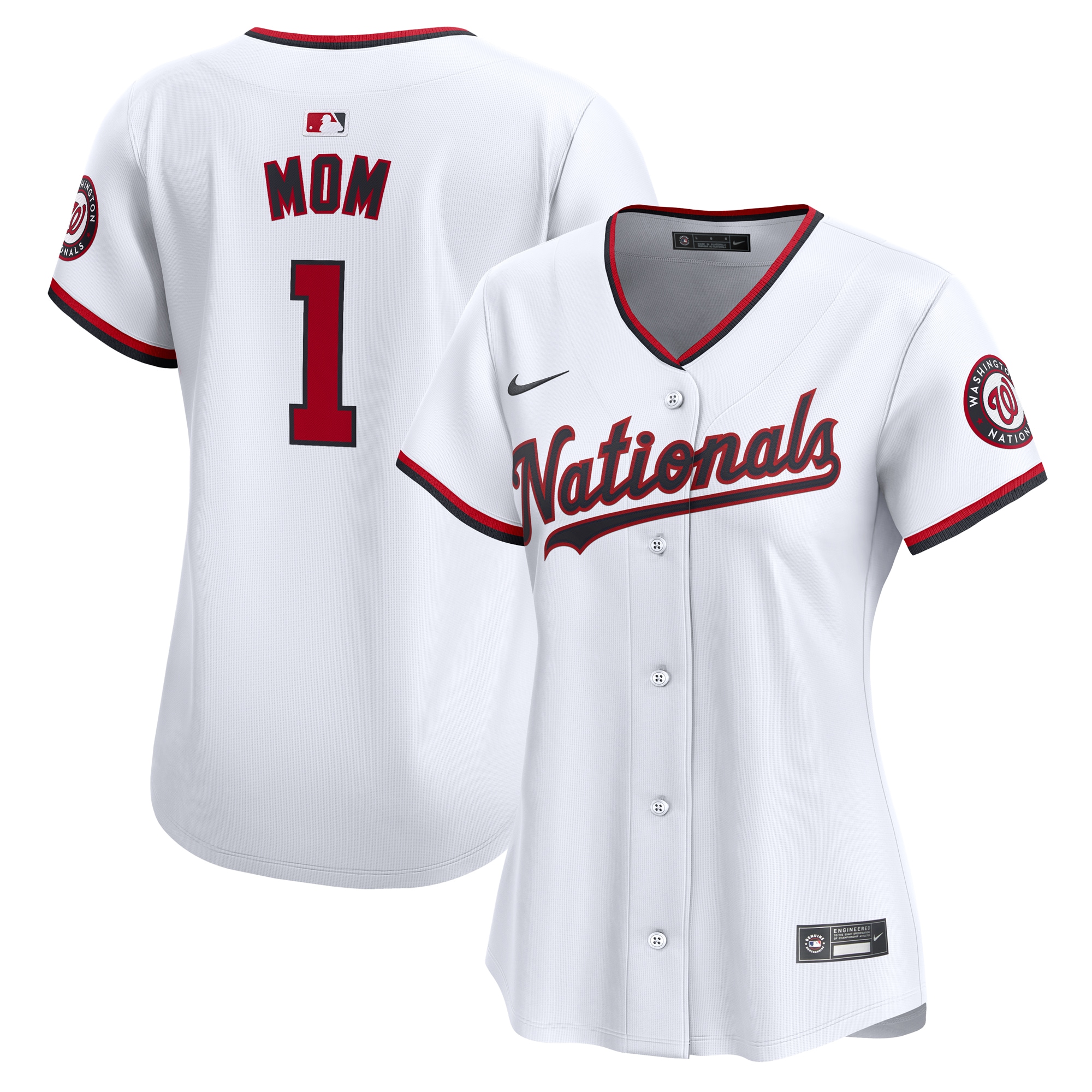 Washington Nationals  Women's #1 Mom Home Limited Jersey - White