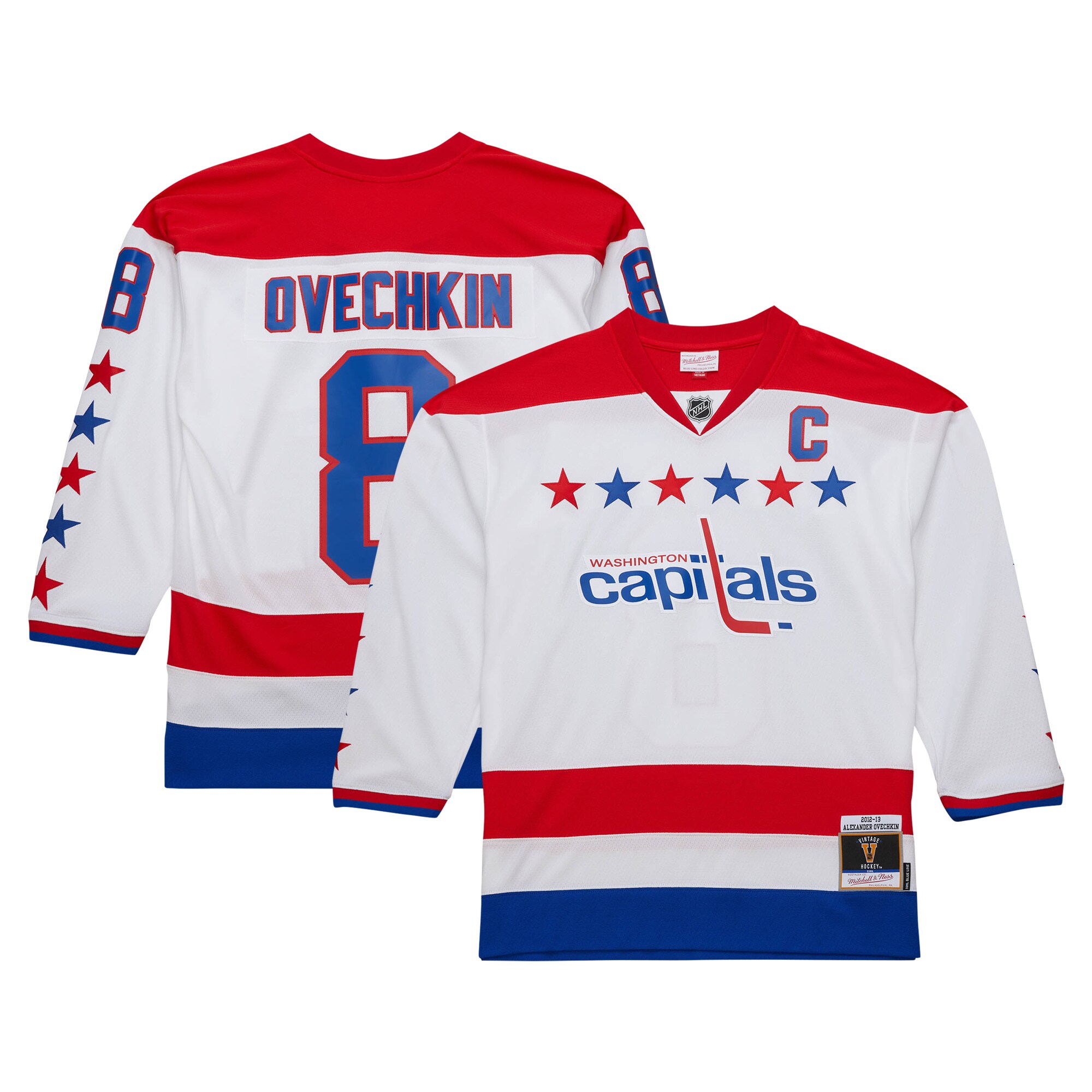 Alexander Ovechkin Washington Capitals Mitchell & Ness 2012\/13 Alternate Captain Blue Line Player Jersey - White