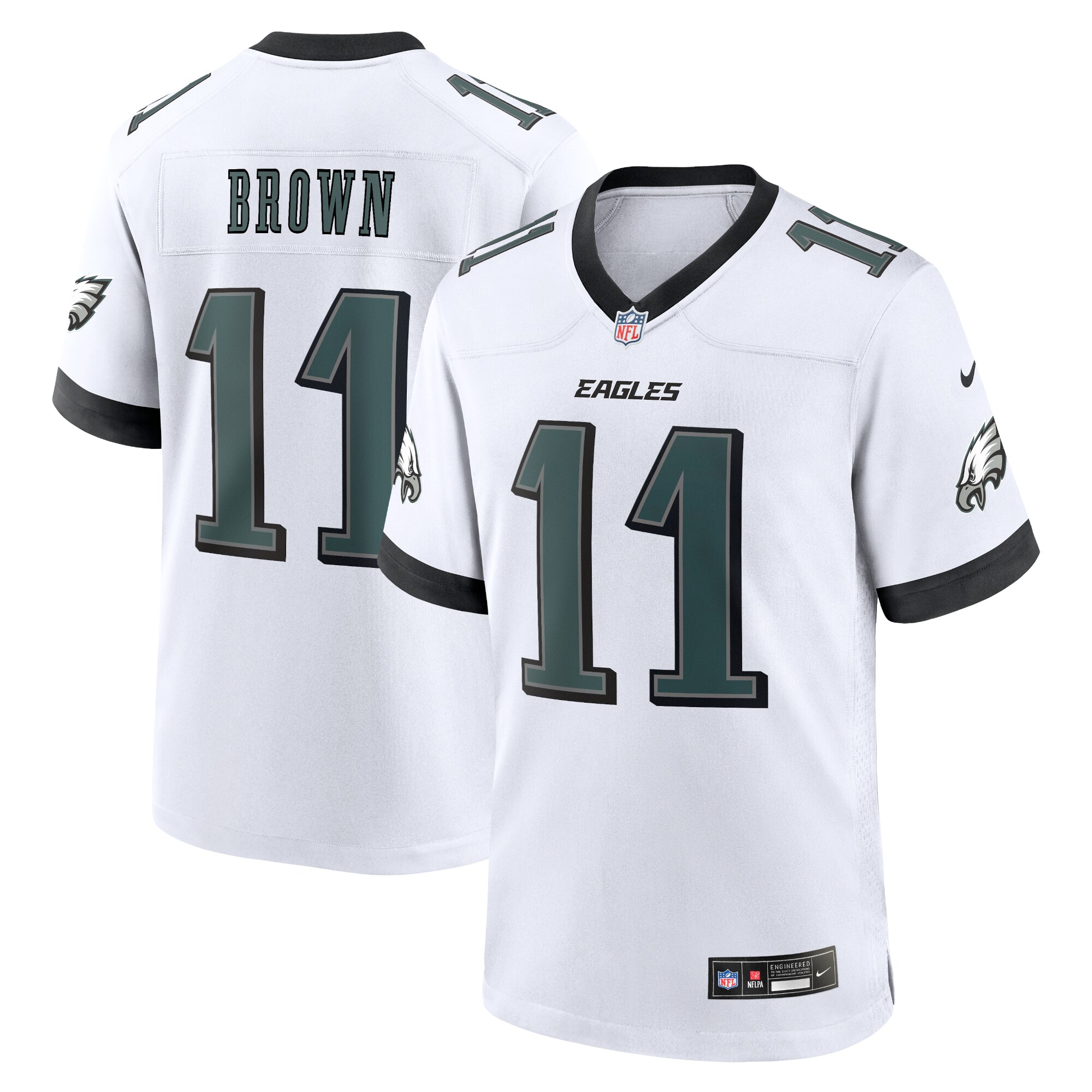 A.J. Brown Philadelphia Eagles  White Game Jersey - White