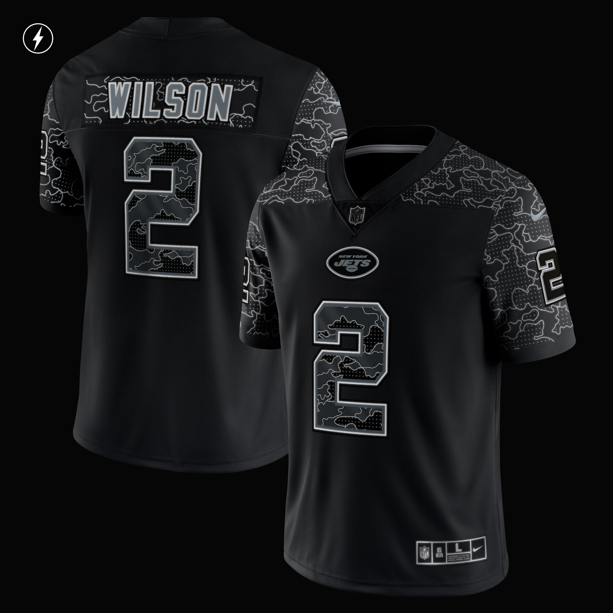 Zach Wilson New York Jets  RFLCTV Limited Jersey - Black