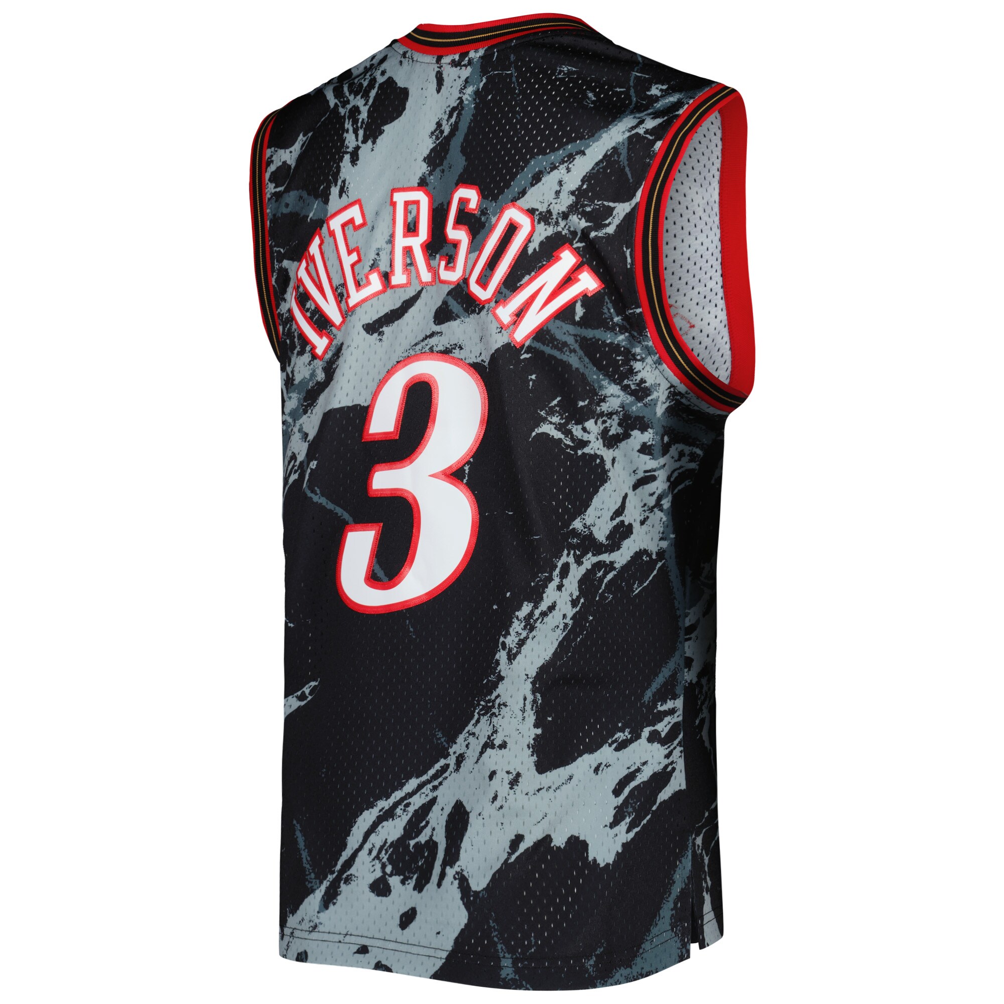 Allen Iverson Philadelphia 76ers Mitchell & Ness 2000\/01 Hardwood Classics Marble Swingman Jersey - Black
