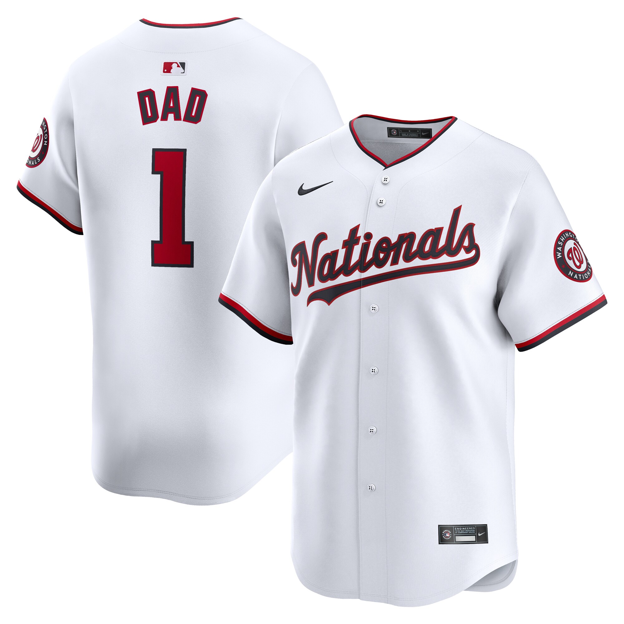 Washington Nationals  #1 Dad Home Limited Jersey - White