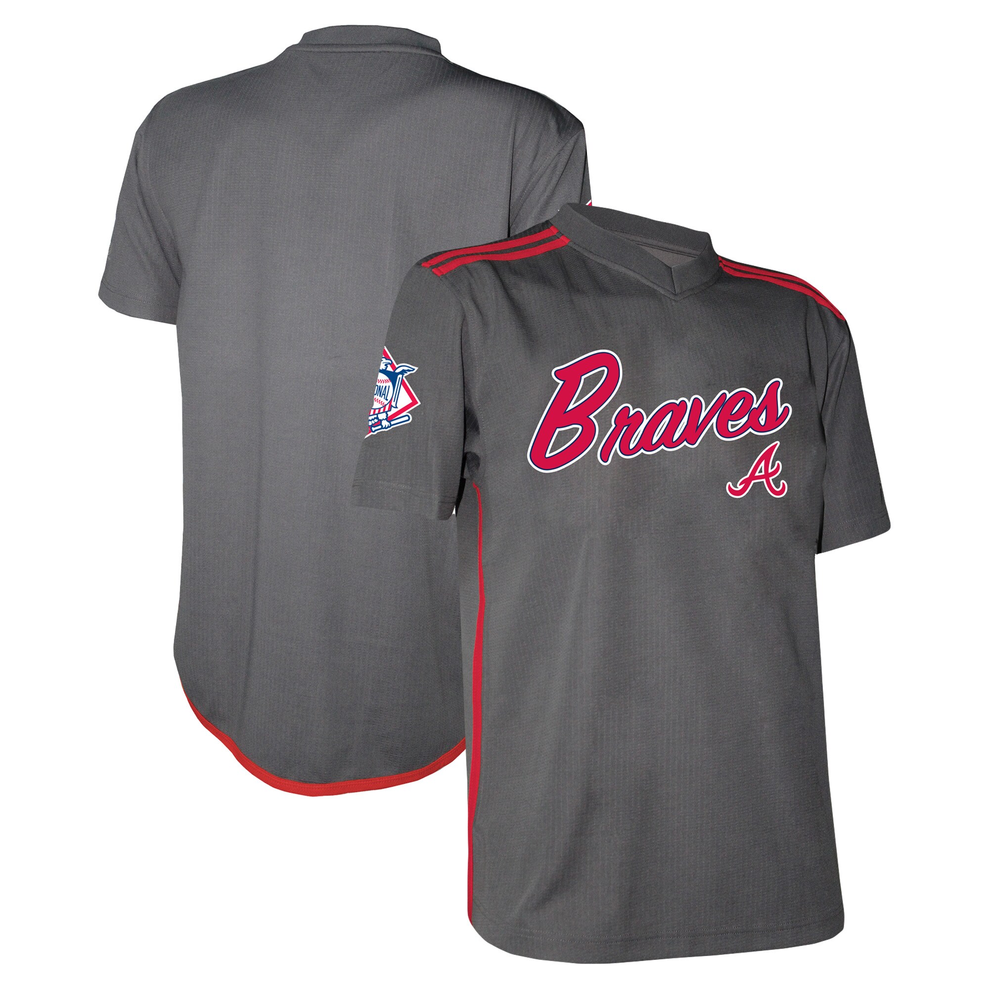 Atlanta Braves Stitches  Team V-Neck Jersey - Charcoal