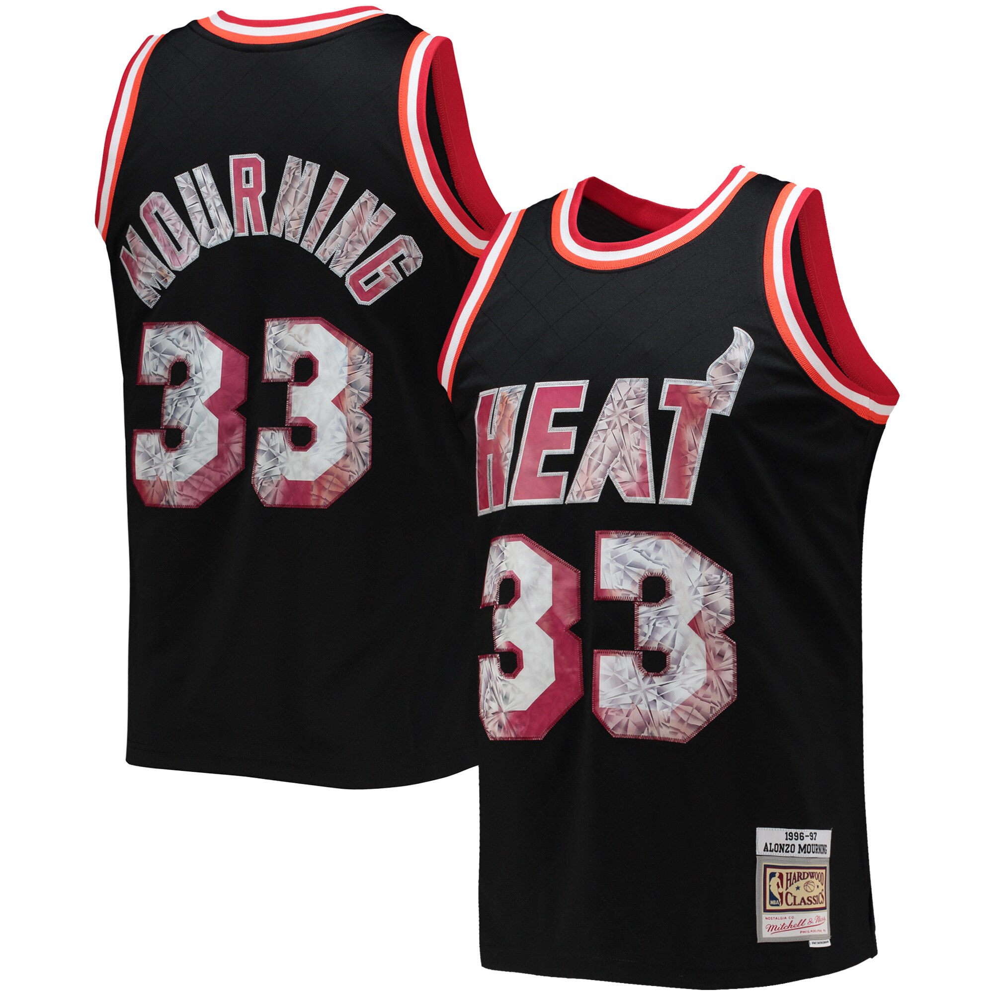 Alonzo Mourning Miami Heat Mitchell & Ness 1996\/97 Hardwood Classics NBA 75th Anniversary Diamond Swingman Jersey - Black