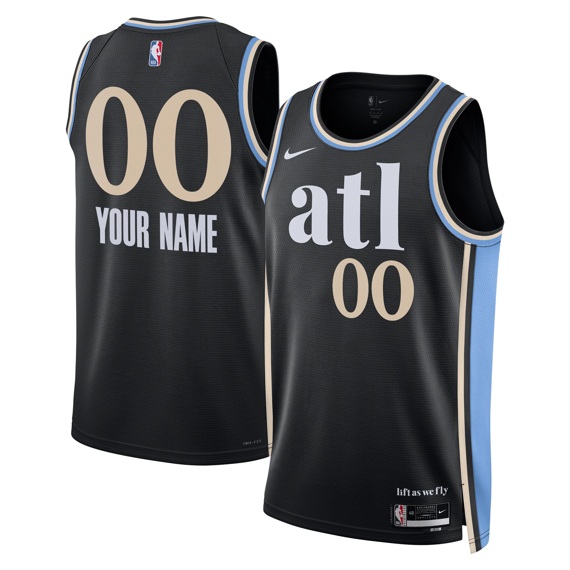 Atlanta Hawks Unisex 2023\/24 Custom Swingman Jersey - Black - City Edition