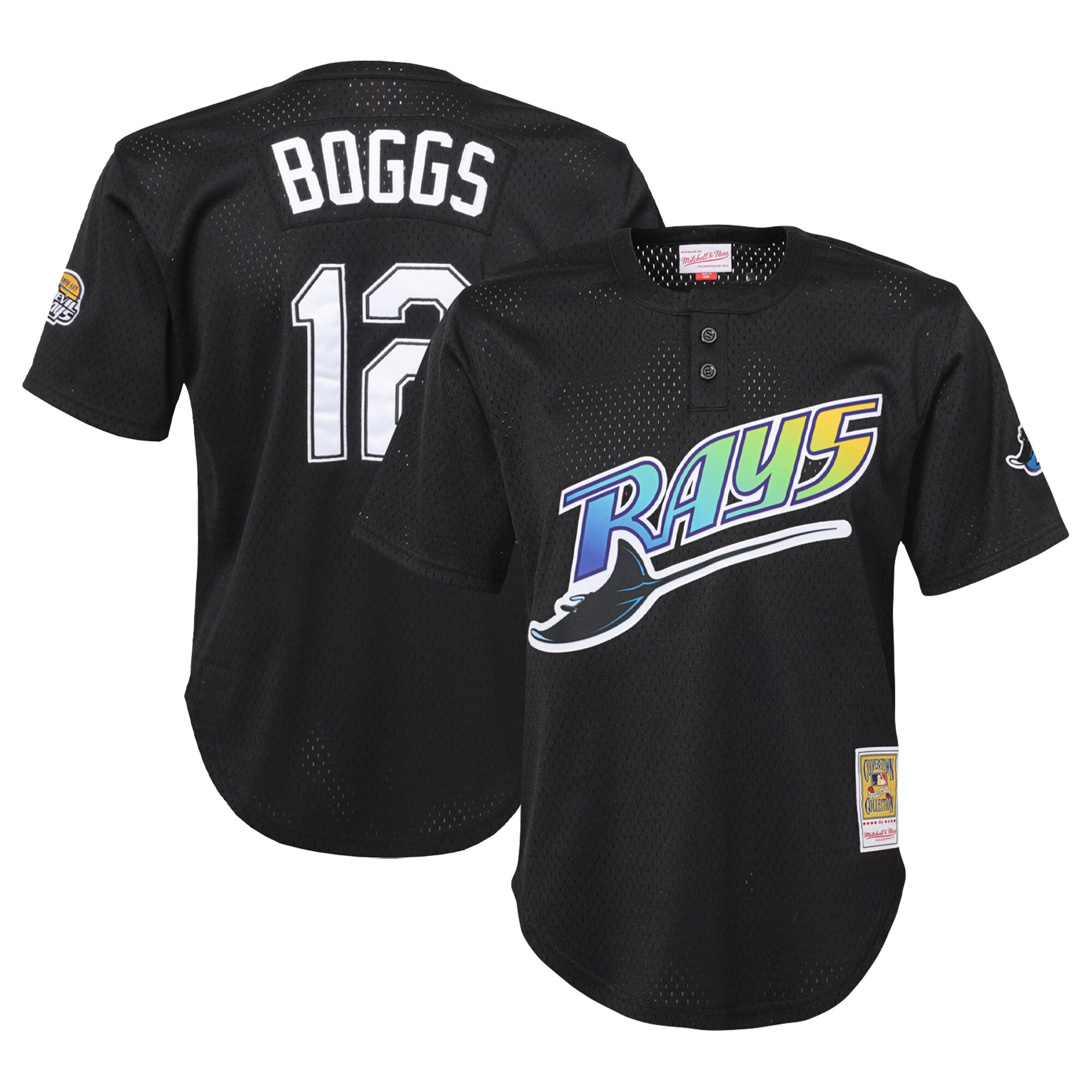 Wade Boggs Tampa Bay Rays Mitchell & Ness Youth Cooperstown CollectionMesh Batting Practice Jersey - Black