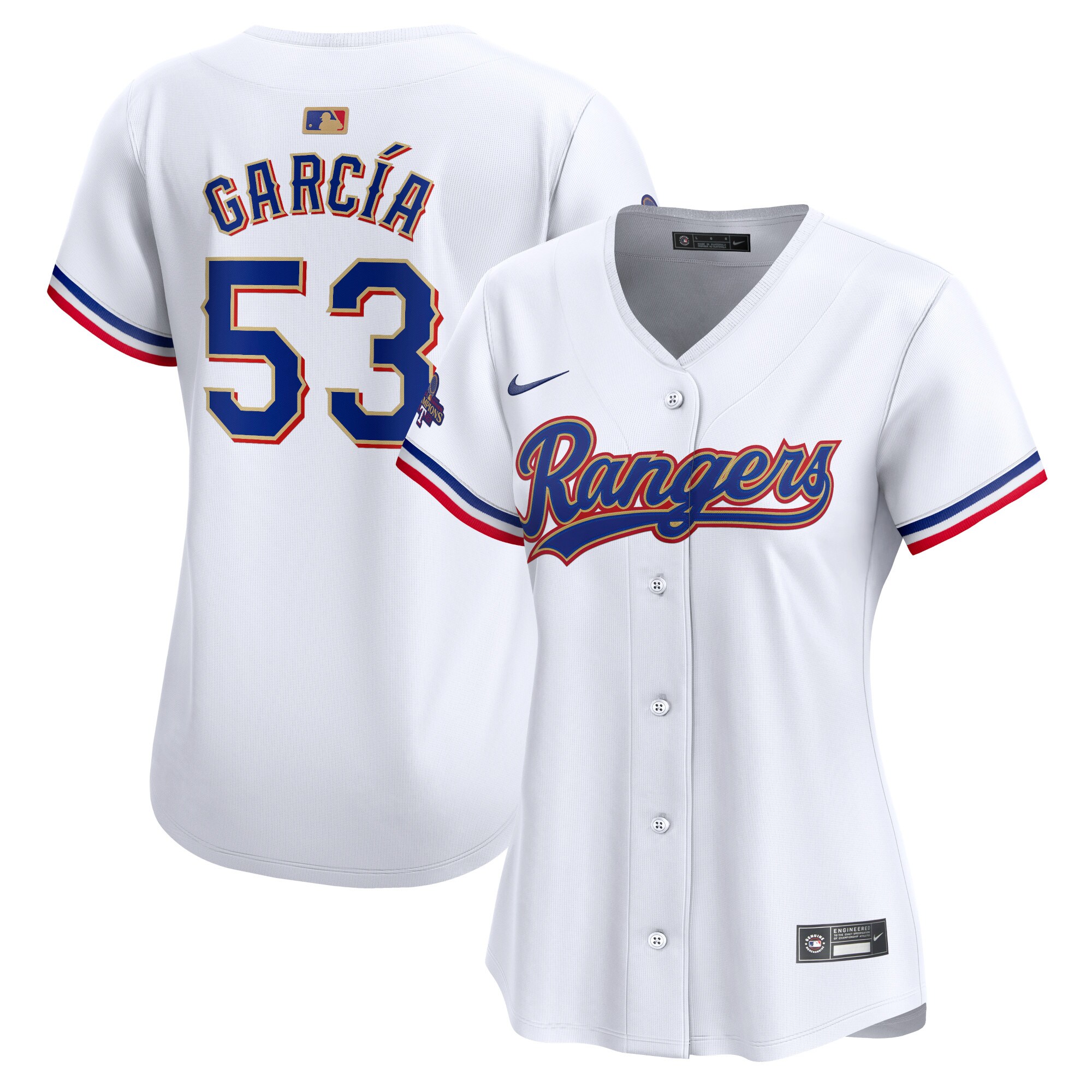 Adolis Garcia Texas Rangers Women's 2024 Gold Collection Limited Player Jersey White
