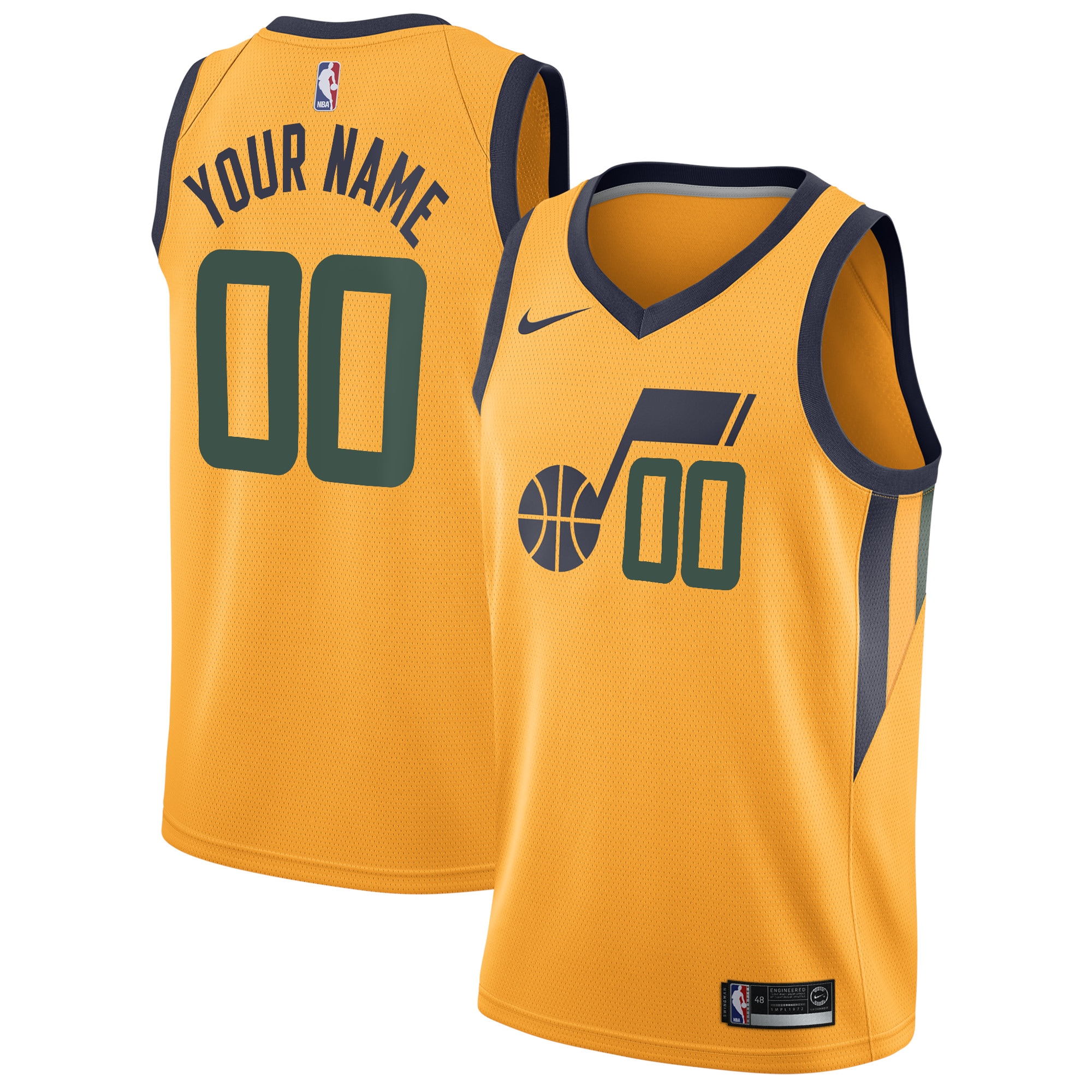 Utah Jazz  Swingman Custom Jersey - Statement Edition - Gold
