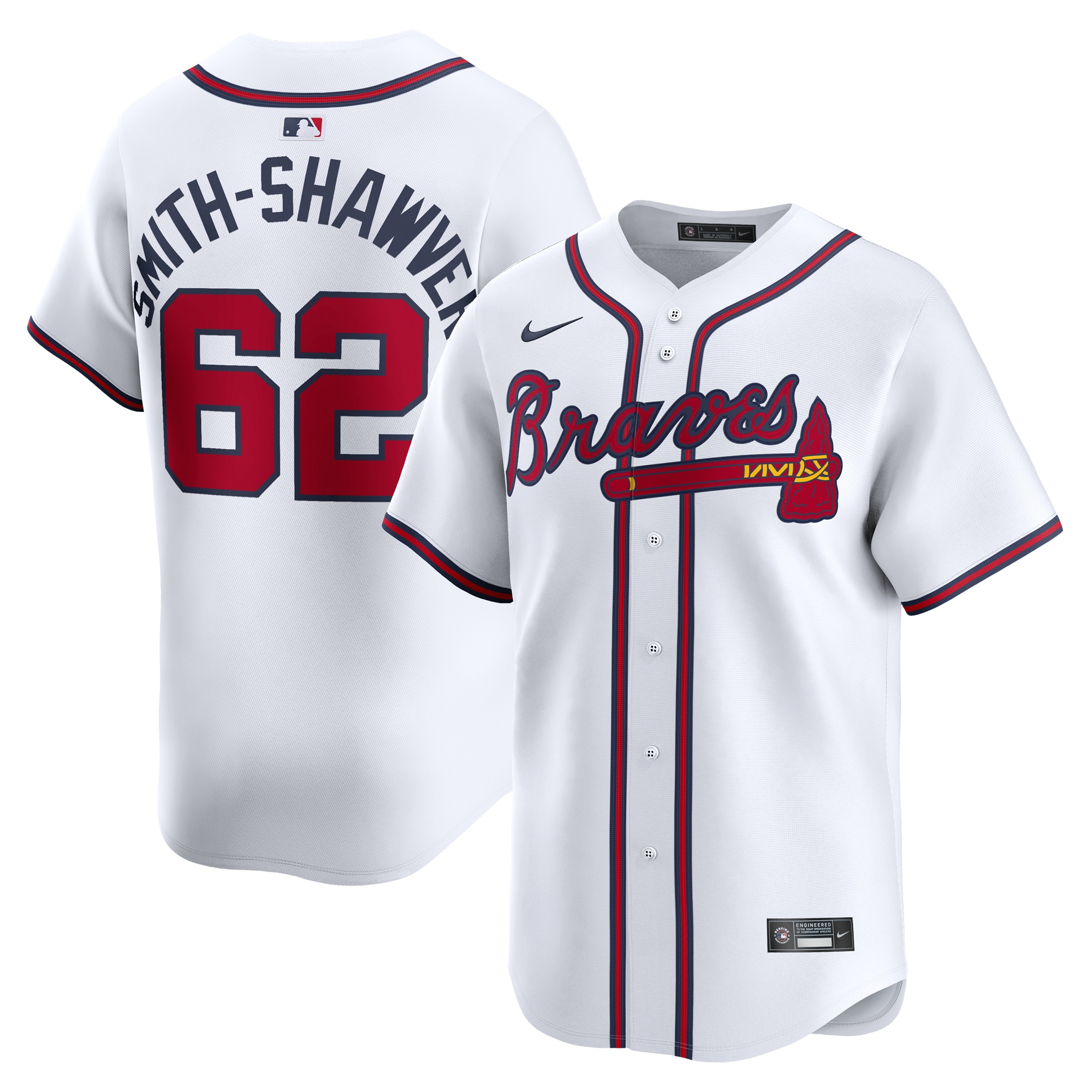 AJ Smith-Shawver Atlanta Braves  Home Limited Player Jersey White