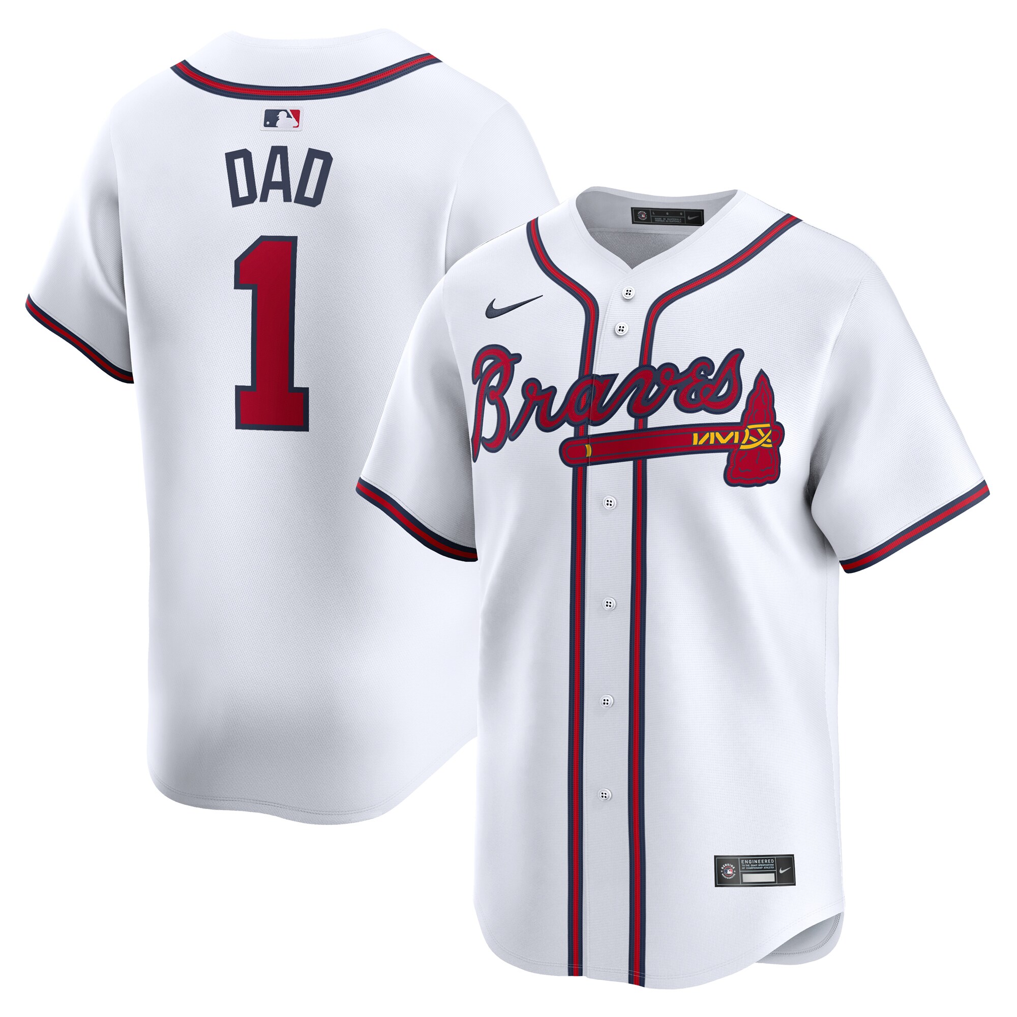 Atlanta Braves  #1 Dad Home Limited Jersey - White