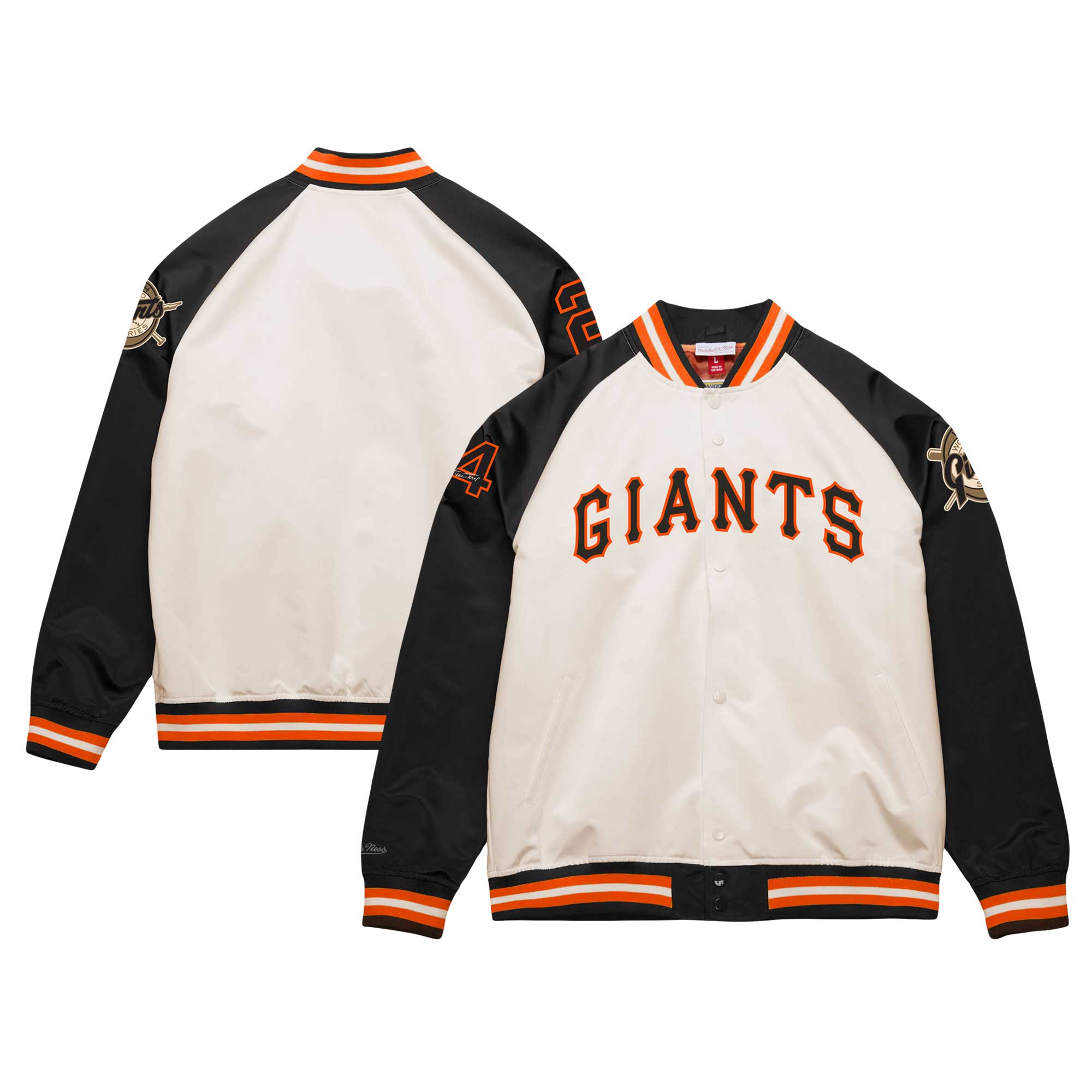 Willie Mays San Francisco Giants Mitchell & Ness Cooperstown Collection Legends Lightweight Satin Raglan Full-Snap Jacket - Cream\/Black