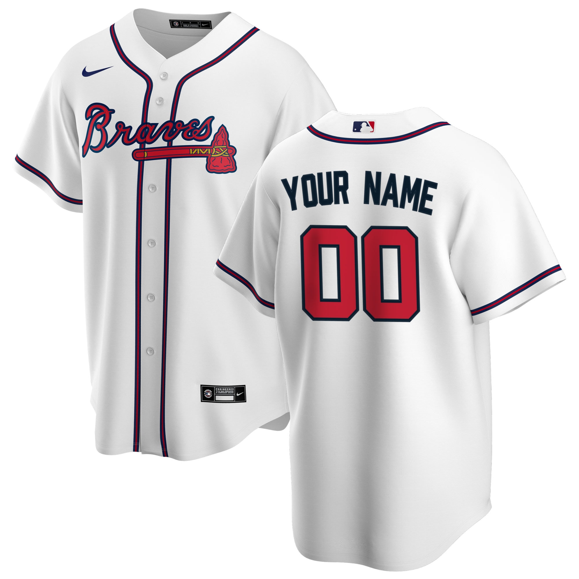Atlanta Braves  Home Replica Custom Jersey - White