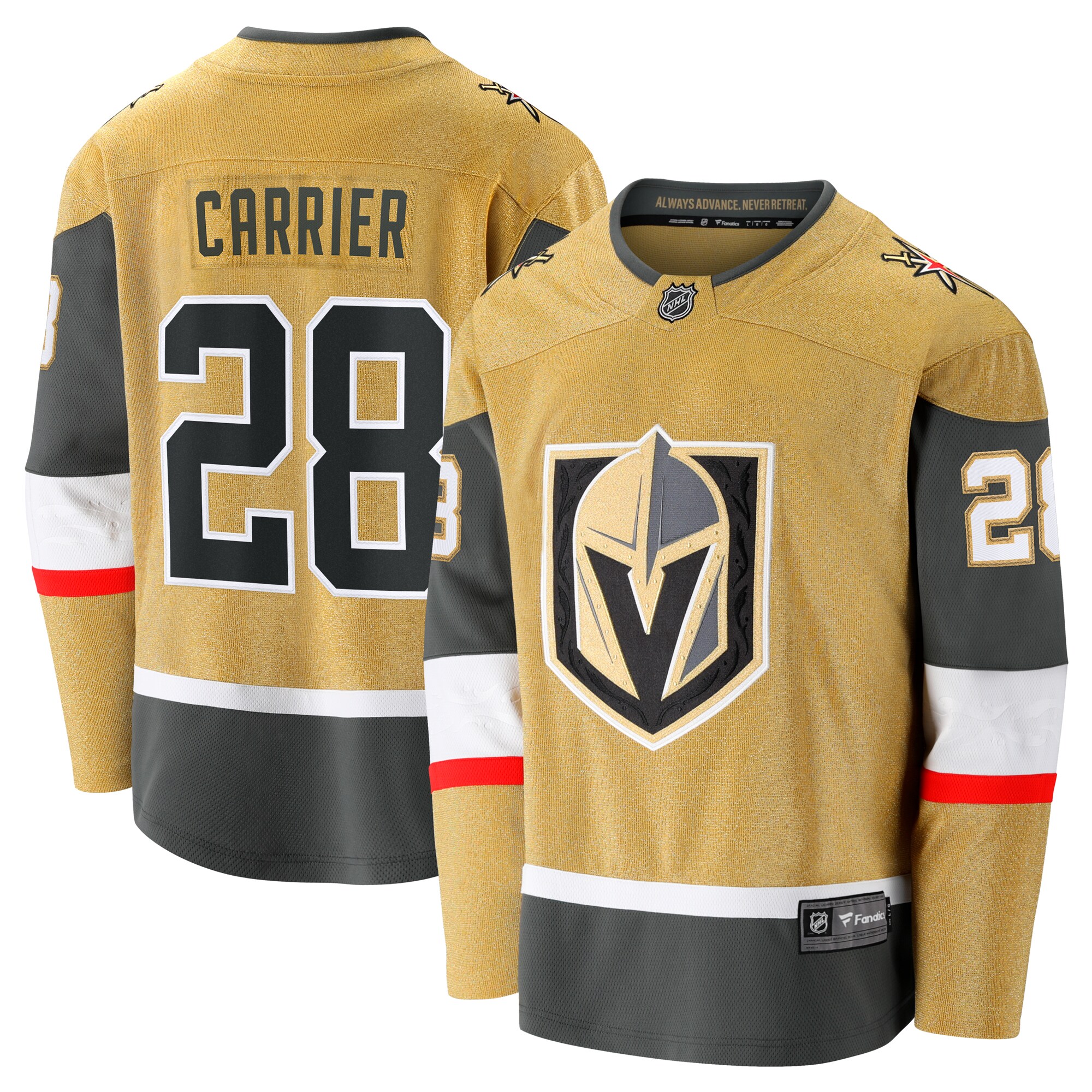 William Carrier Vegas Golden Knights Fanatics Home Breakaway Jersey - Gold