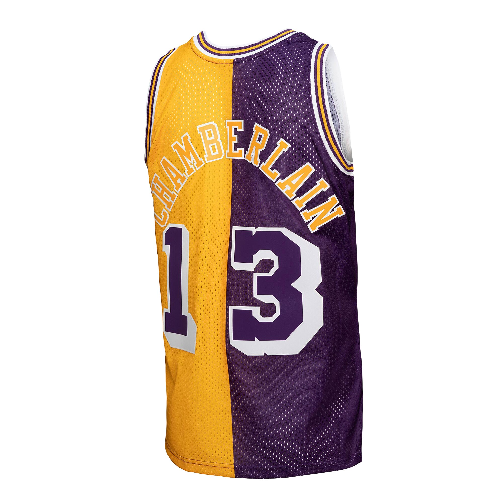 Wilt Chamberlain Los Angeles Lakers Mitchell & Ness Hardwood Classics 1971\/72 Split Swingman Jersey - Purple\/Gold