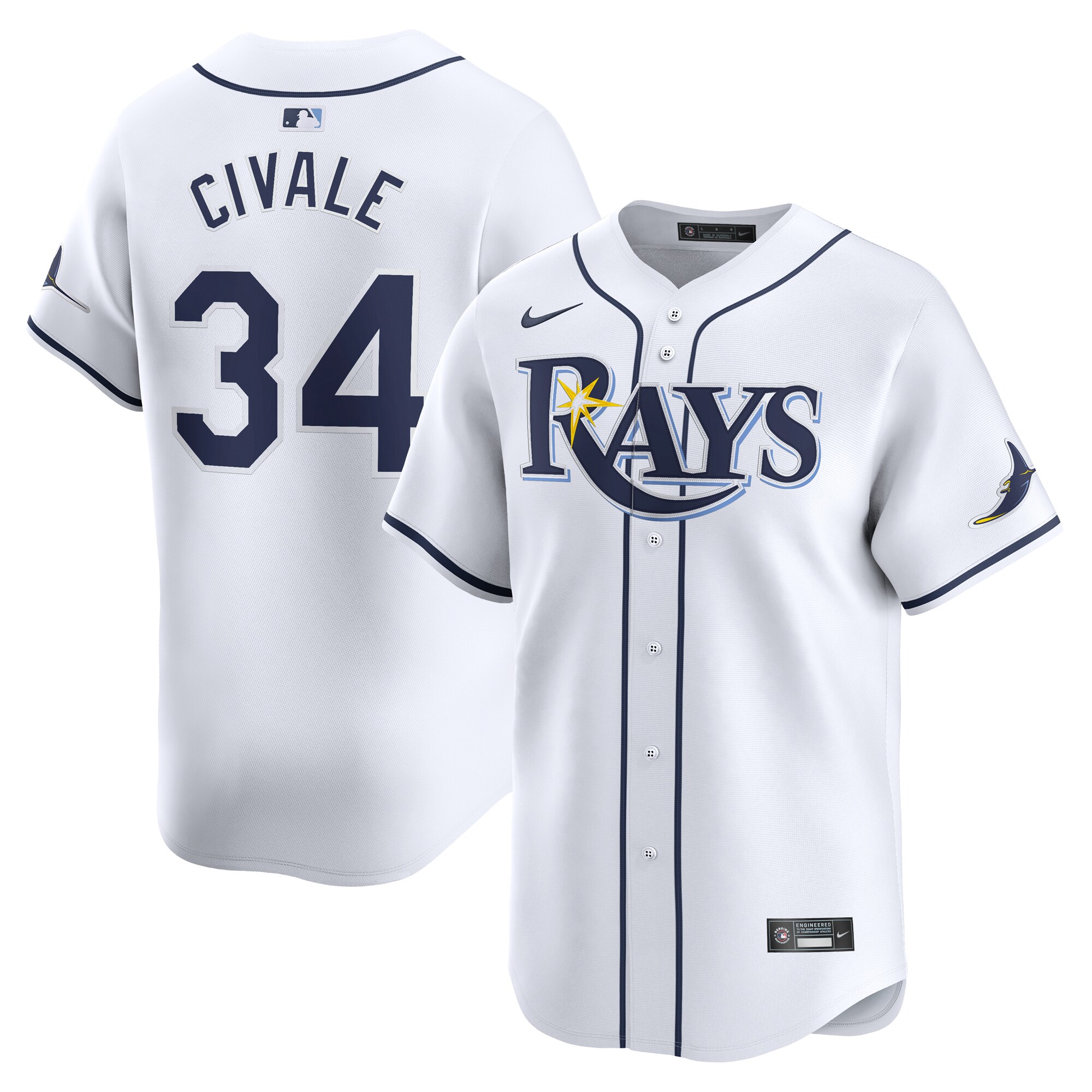 Aaron Civale Tampa Bay Rays  Home Limited Player Jersey - White