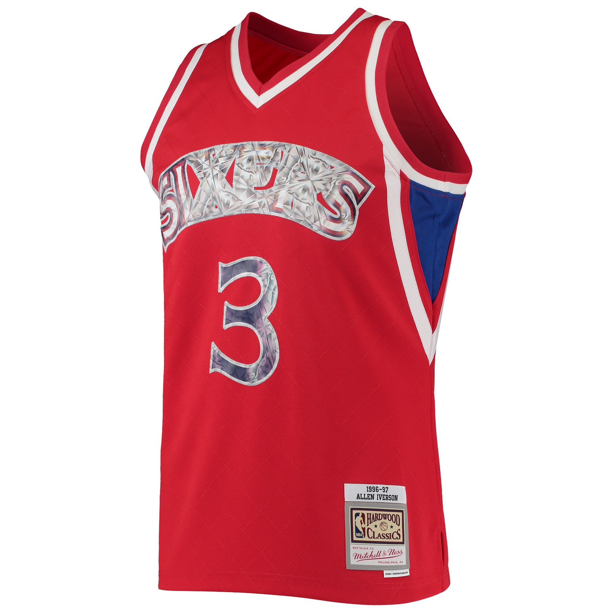 Allen Iverson Philadelphia 76ers Mitchell & Ness 1996\/97 Hardwood Classics NBA 75th Anniversary Diamond Swingman Jersey - Red
