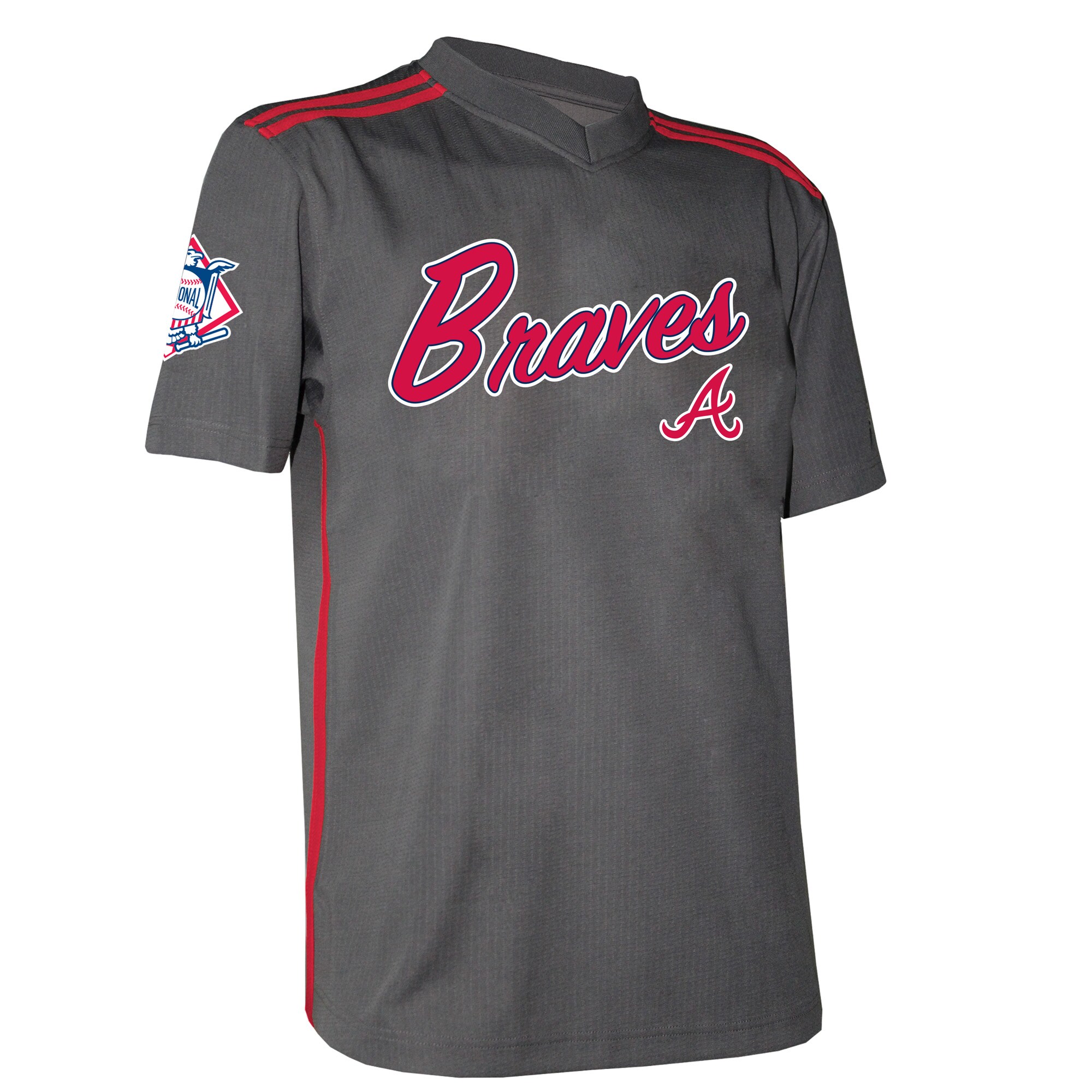Atlanta Braves Stitches  Team V-Neck Jersey - Charcoal