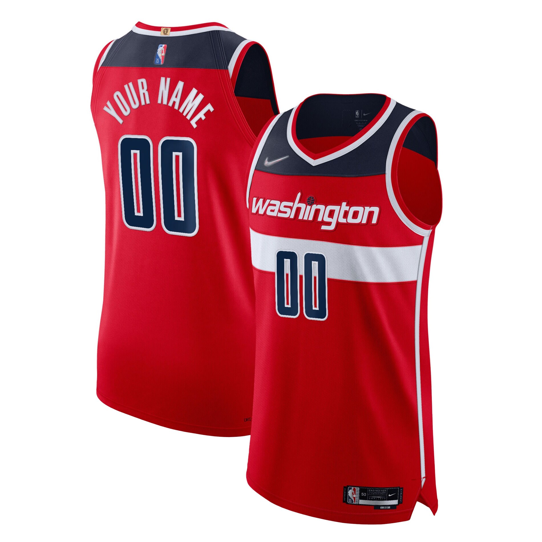 Washington Wizards 2021\/22 Diamond Authentic Custom Jersey - Icon Edition - Red