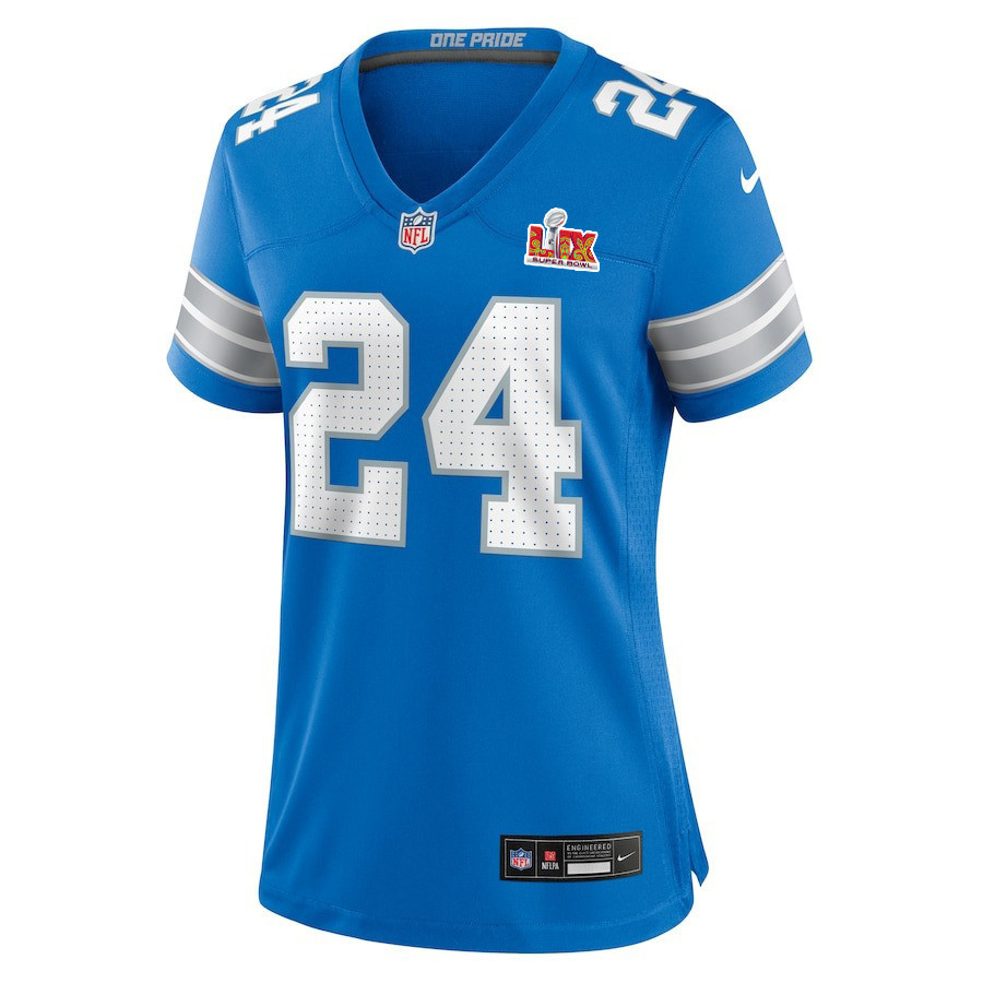 Loren Strickland #24 Detroit Lions Super Bowl LIX Women's Jersey - Blue