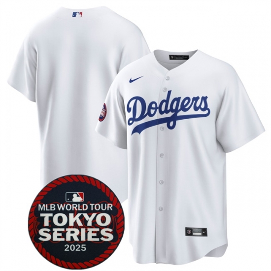 Los Angeles Dodgers Blank White 2025 World Tour Tokyo Series Home Stitched Baseball Jersey