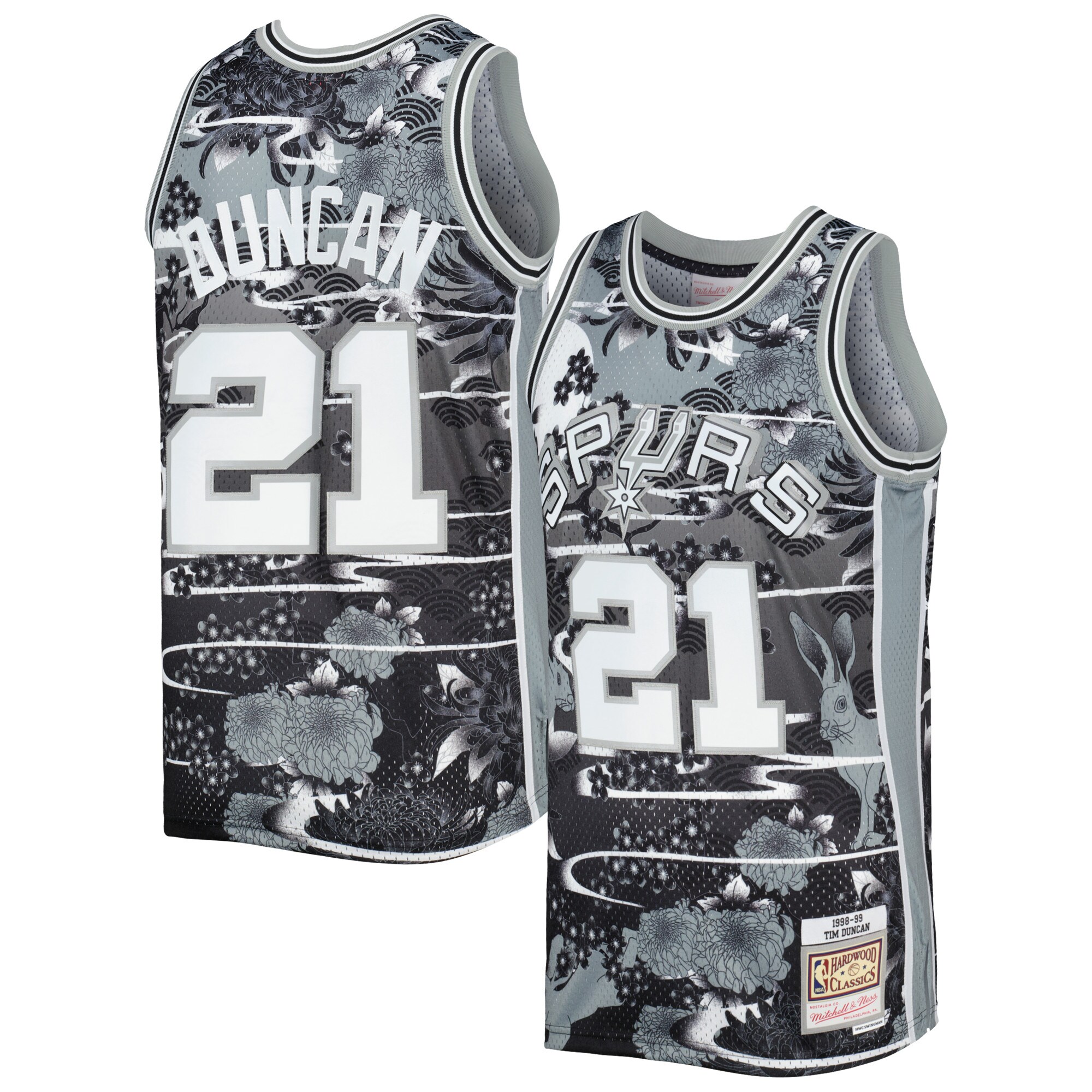 Tim Duncan San Antonio Spurs Mitchell & Ness 1998\/99 Hardwood Classics Lunar New Year Swingman Jersey - Silver